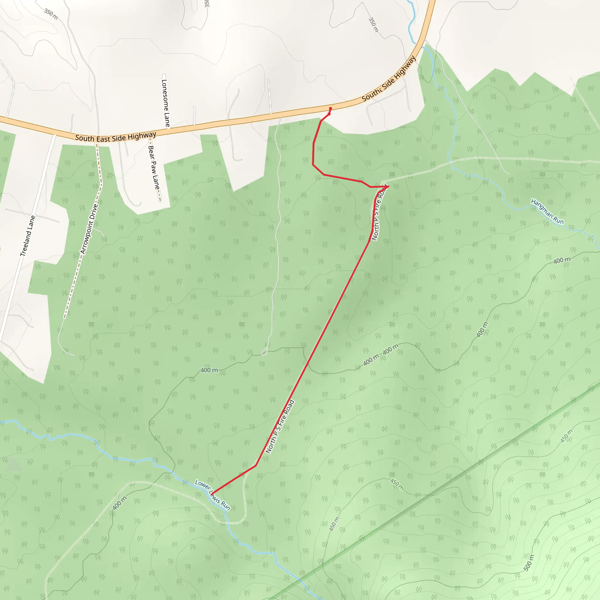 Lewis Run Fire Trail mobile static map