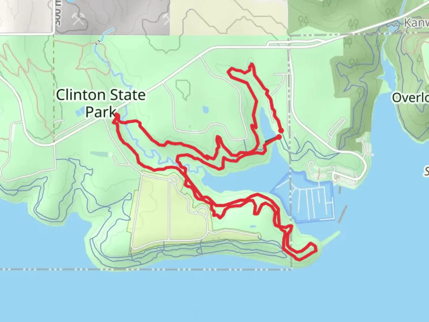 An image depicting the trail Lake Henry and Clinton State Park Loop and its surrounding area.