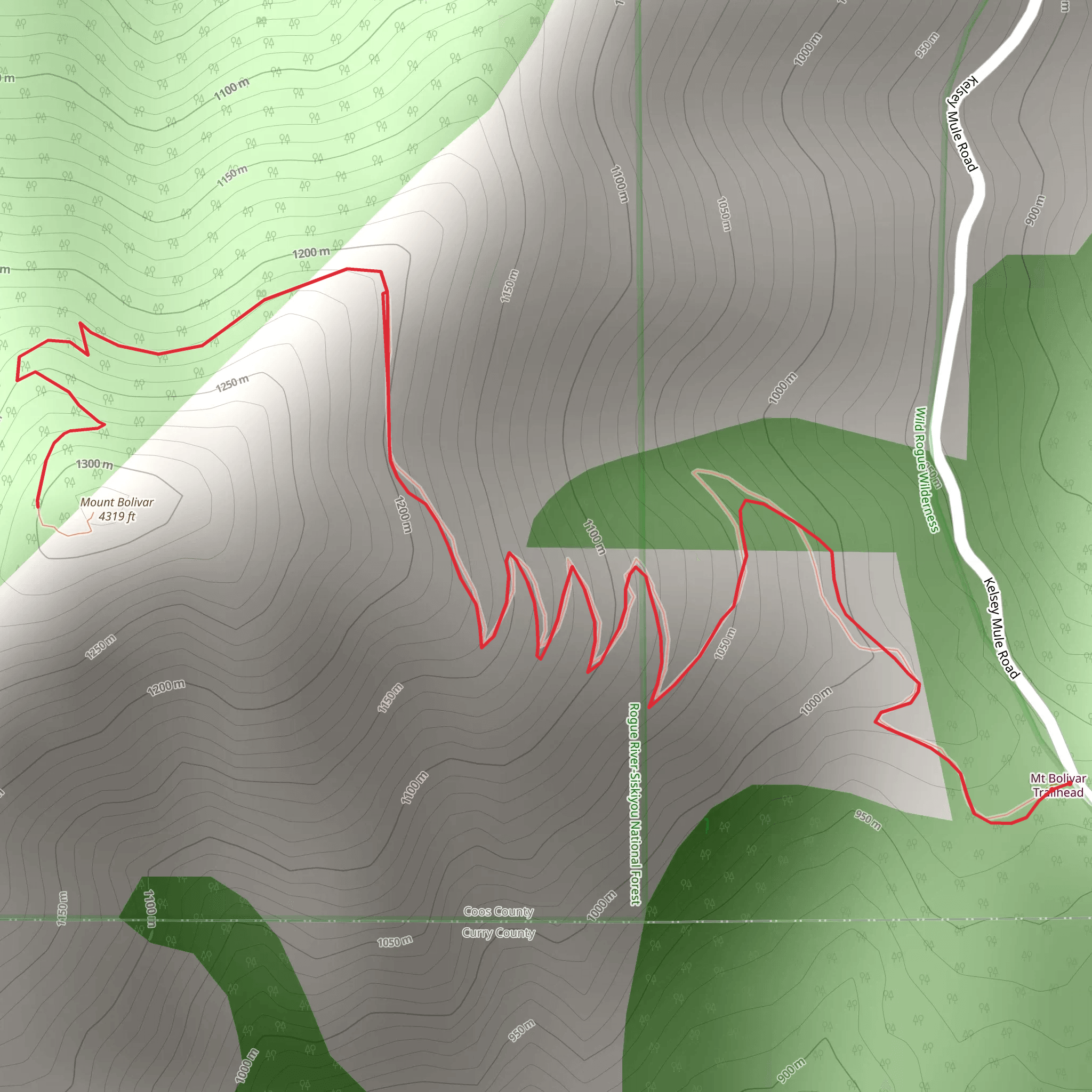 Mount Bolivar Trail mobile static map