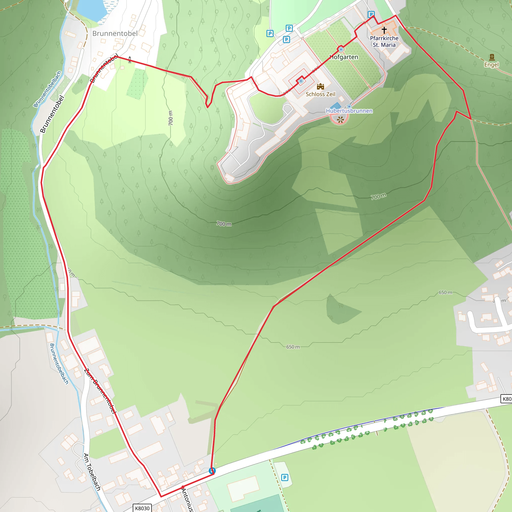 Schloß Zeil Loop via 9 Schloss Tour mobile static map