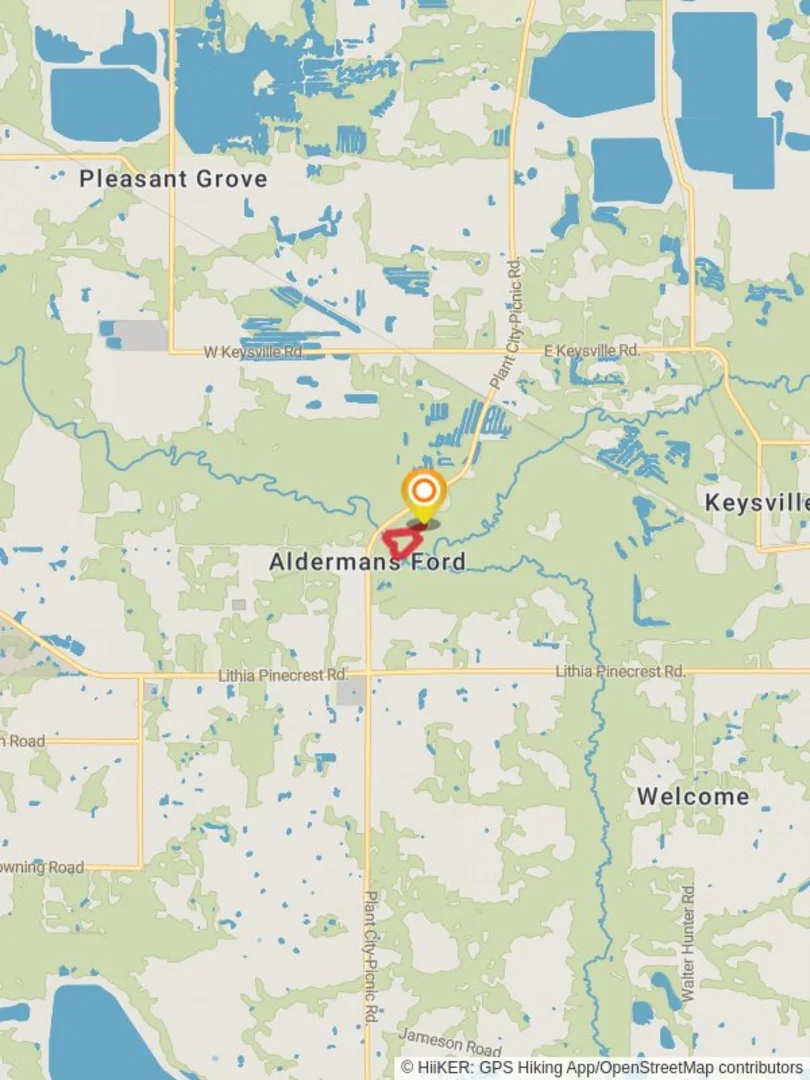 An image depicting the trail Alderman's Ford Park Loop and its surrounding area.