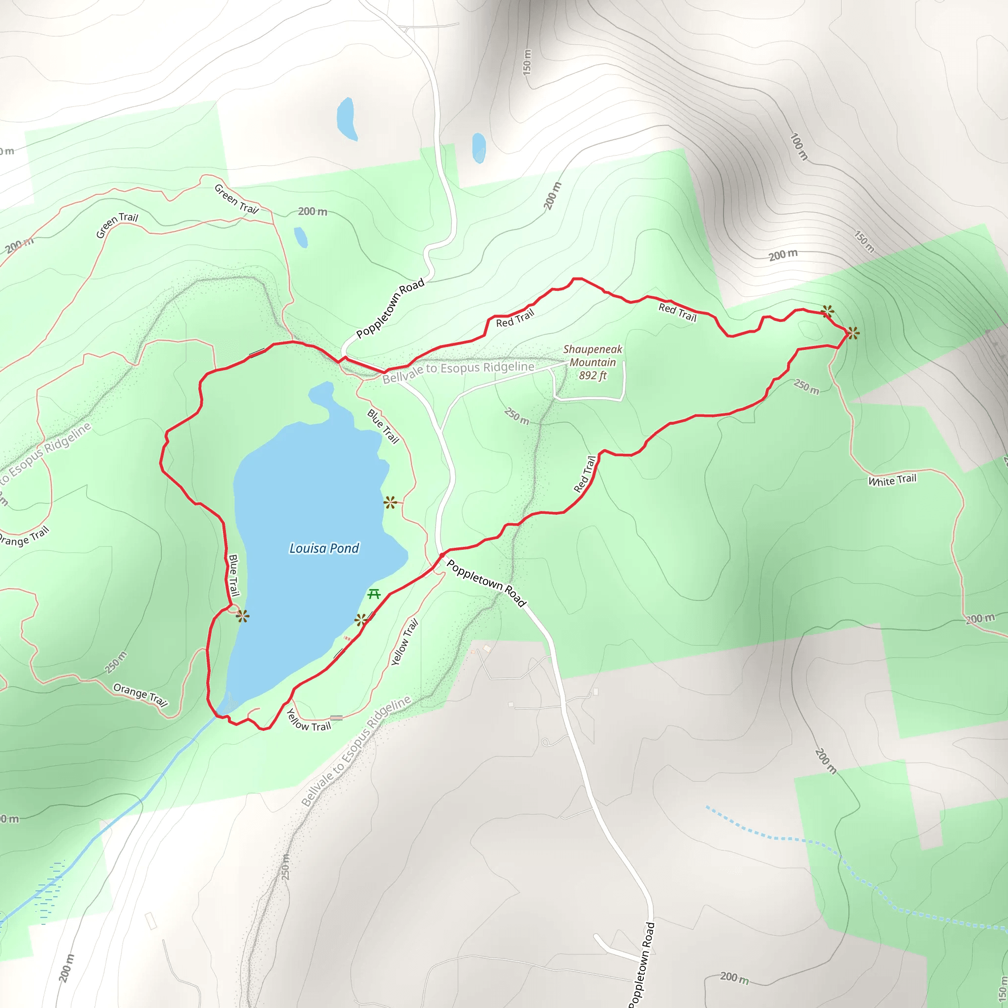 Louisa Pond and Shaupeneak Mountain Loop mobile static map