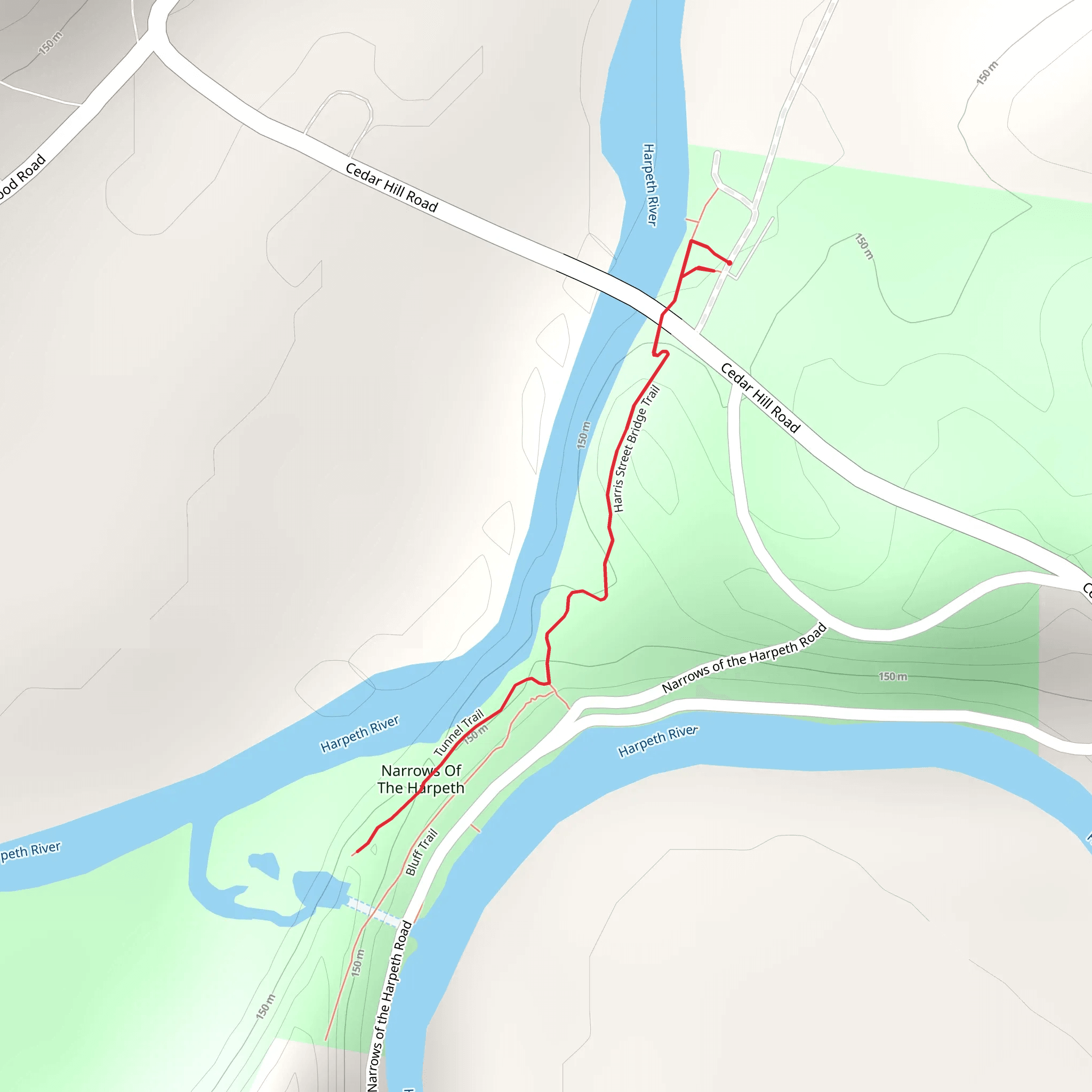 Tunnel Trail and Harris Street Bridge Trail mobile static map