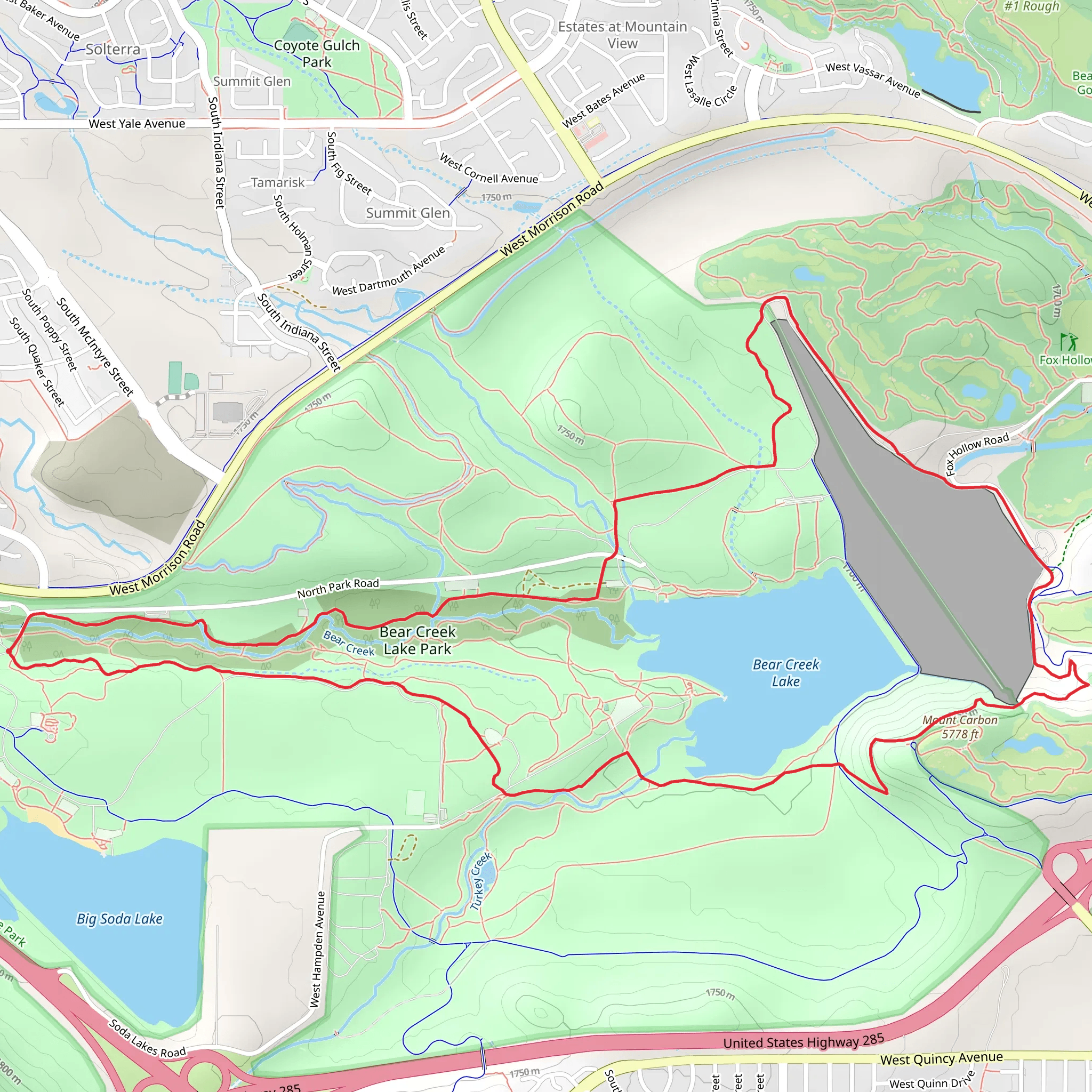 Bear Creek Lake Loop - Bear Creek Lake Park mobile static map