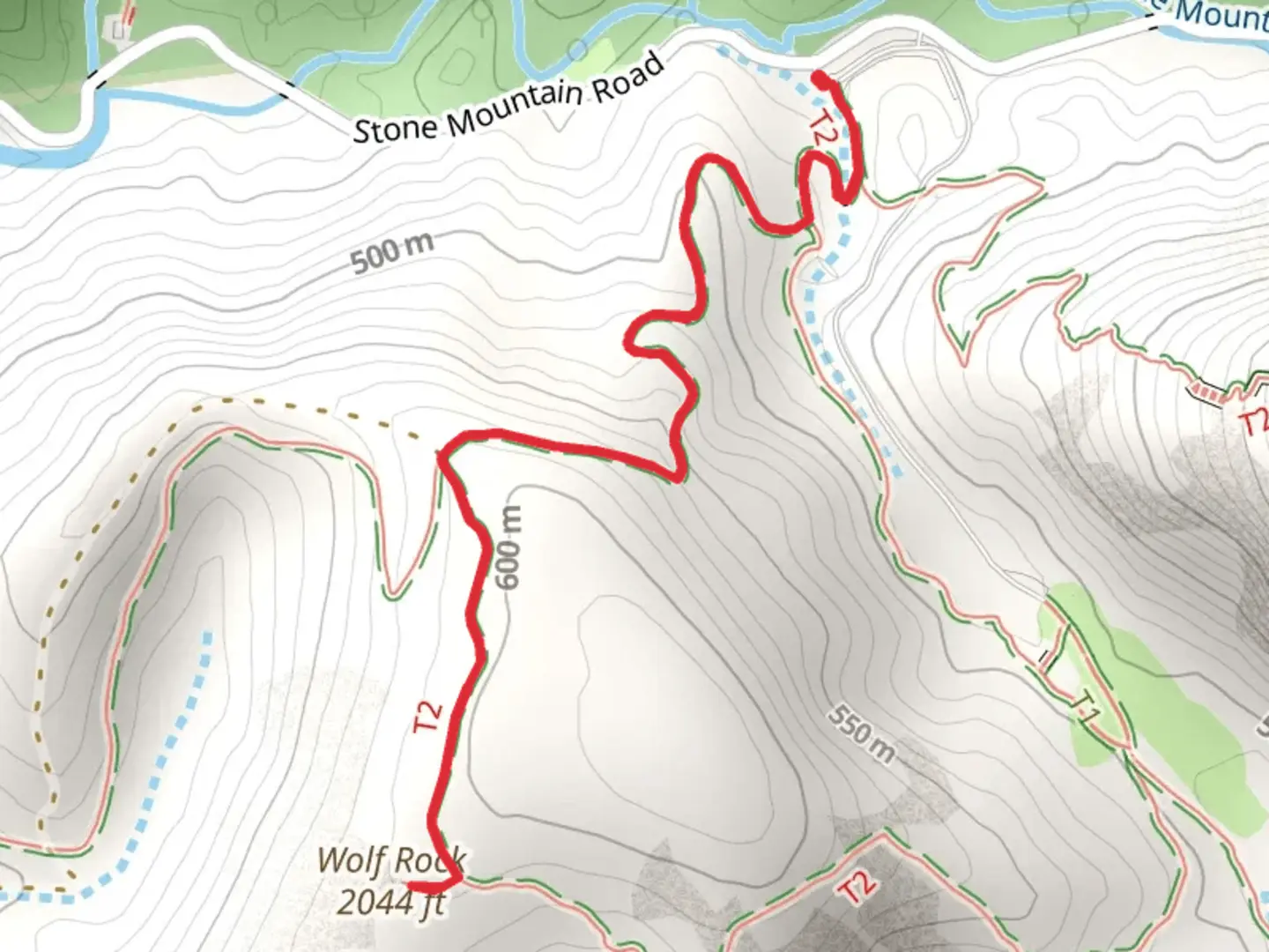 An image depicting the trail Wolf Rock Trail and its surrounding area.