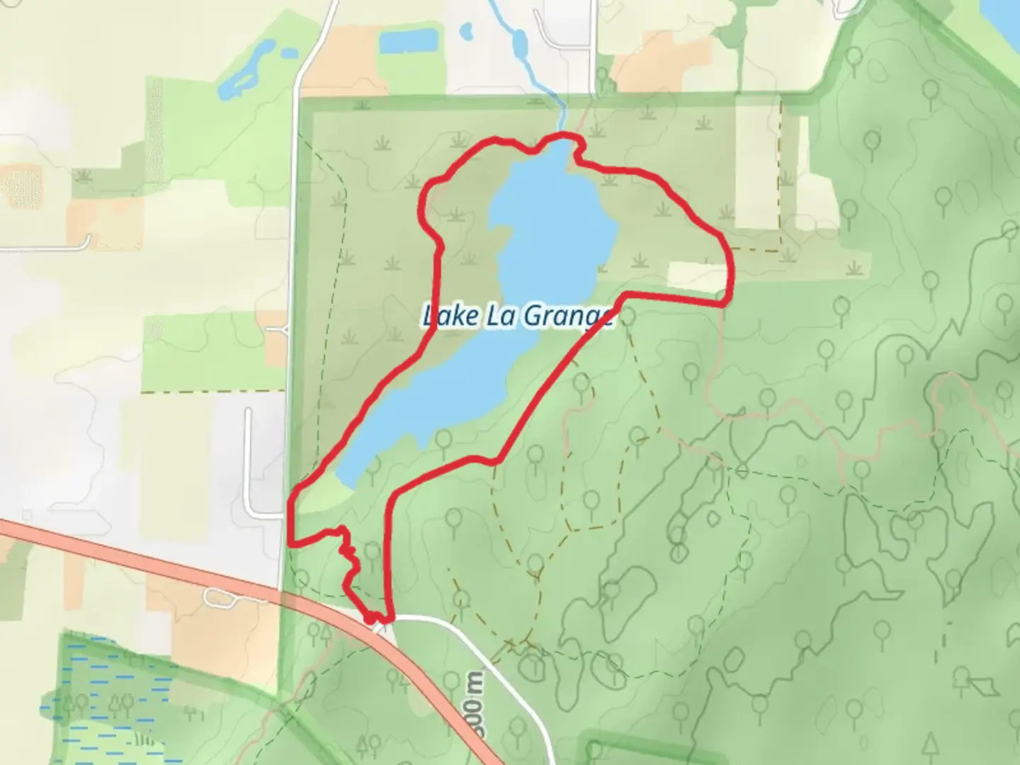 An image depicting the trail Lake La Grange Loop via Ice Age Trail and its surrounding area.