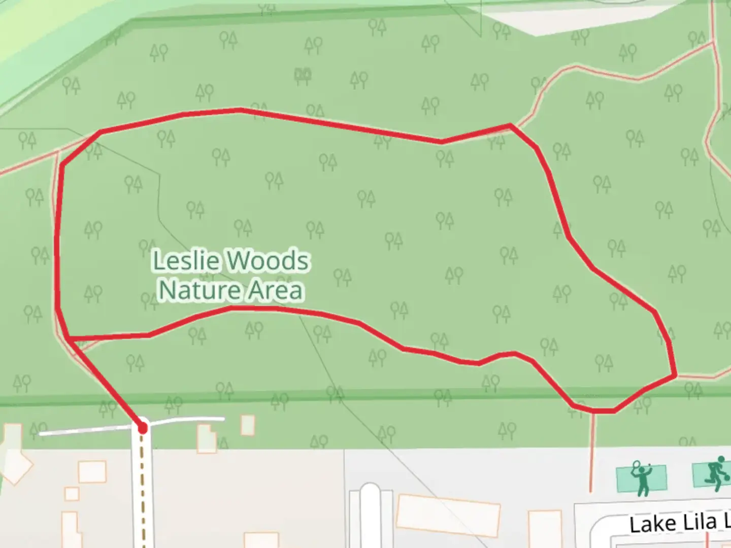 An image depicting the trail Upland Drive Loop and its surrounding area.