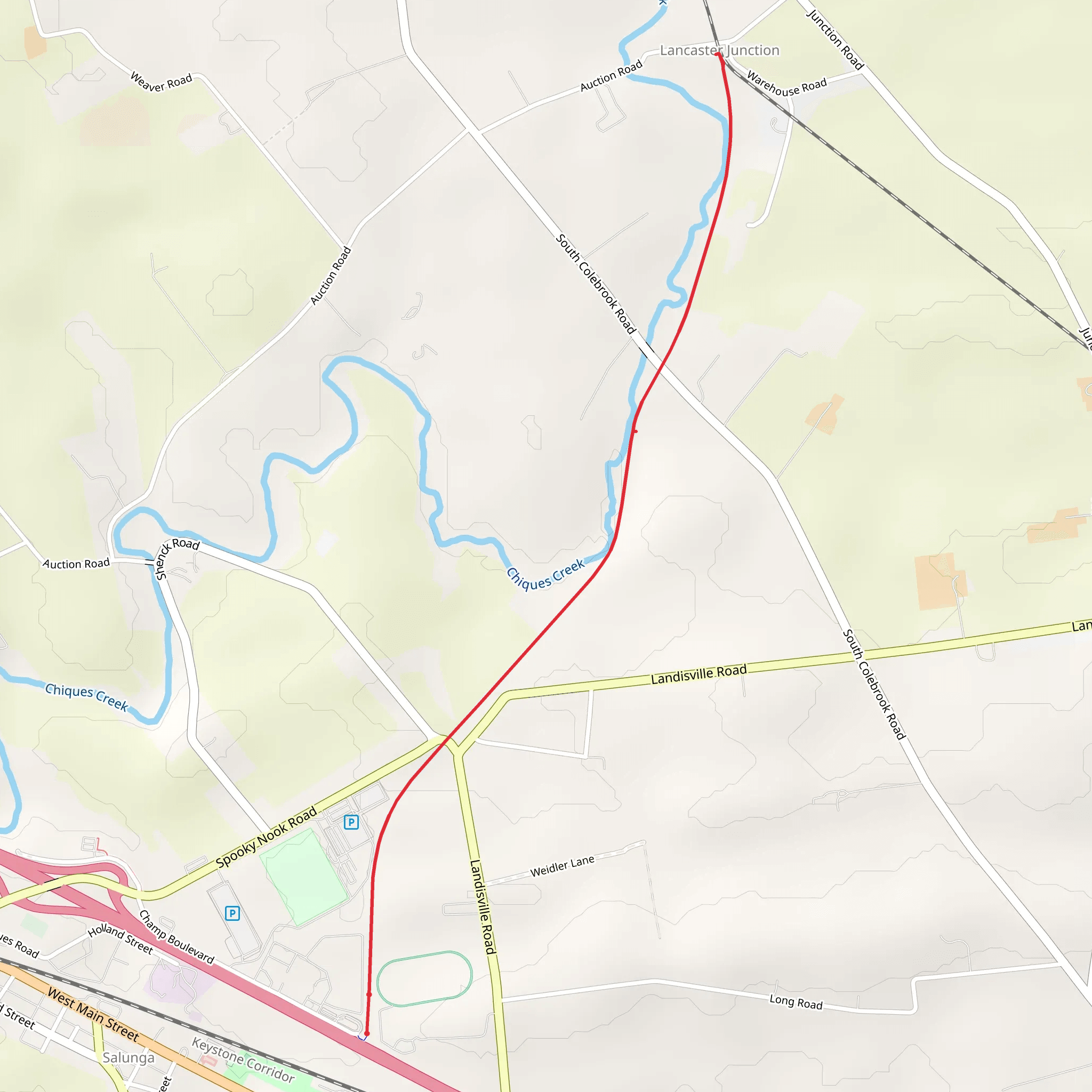 Chiques Creek Out and Back mobile static map