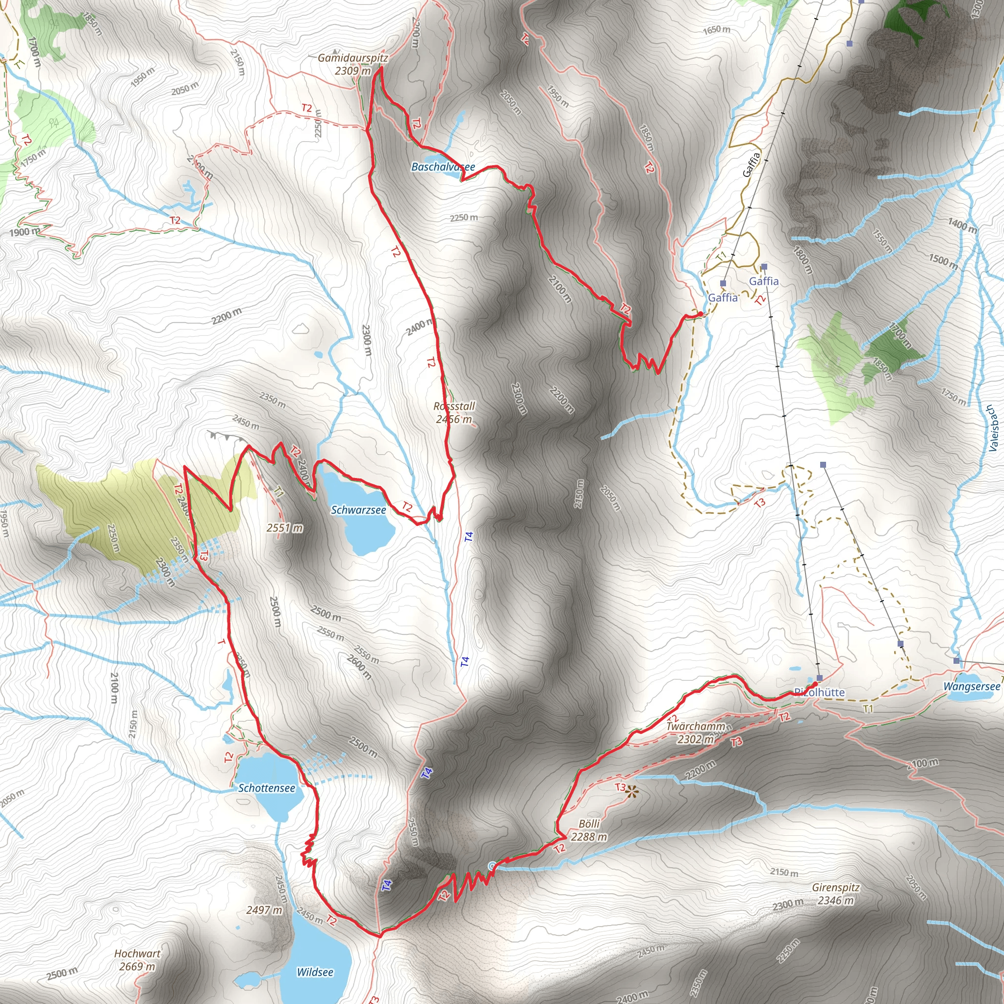 Schottensee and Wildseeluggen Trail mobile static map