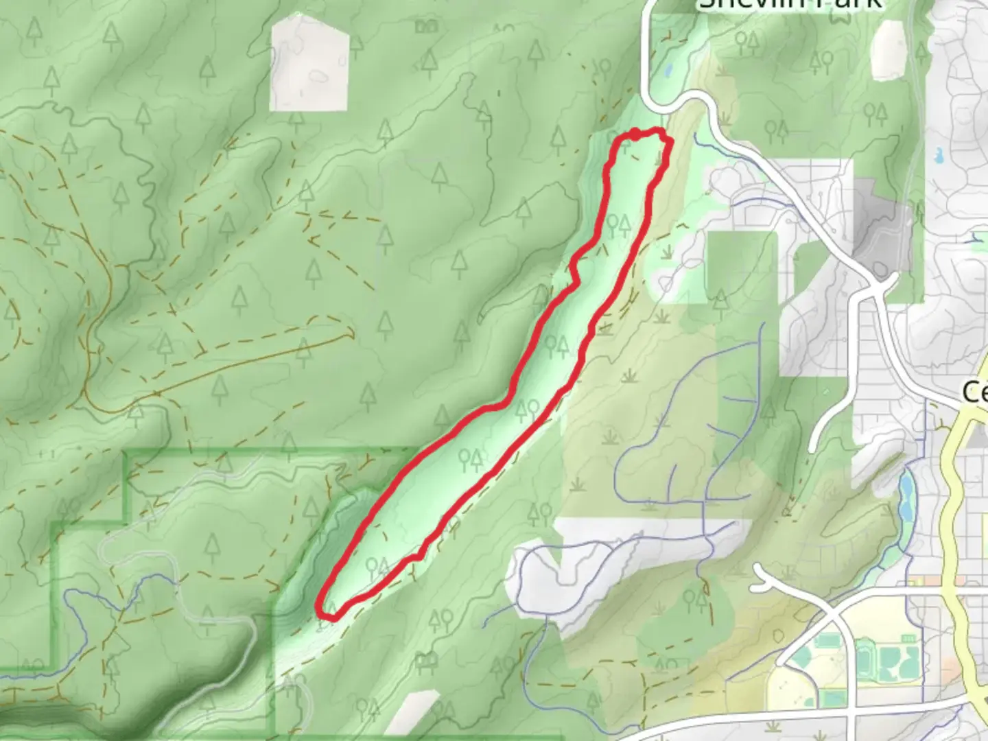 An image depicting the trail Loop around Tumalo Creek and its surrounding area.