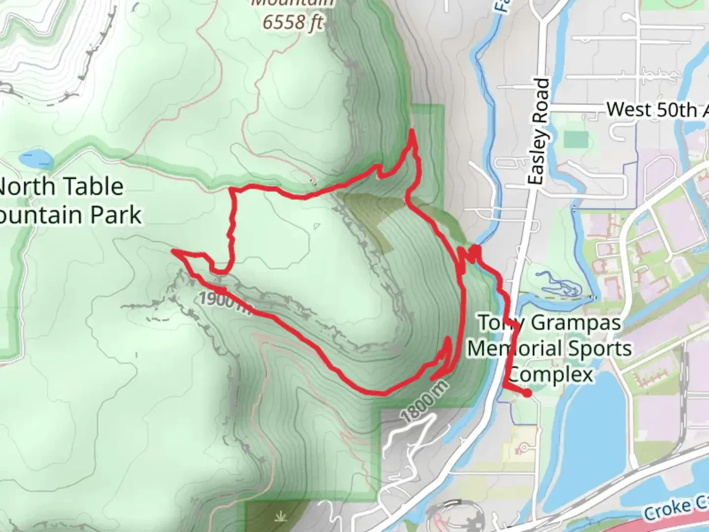 An image depicting the trail North Table, Mesa Top and Golden Open Space Loop Trail and its surrounding area.