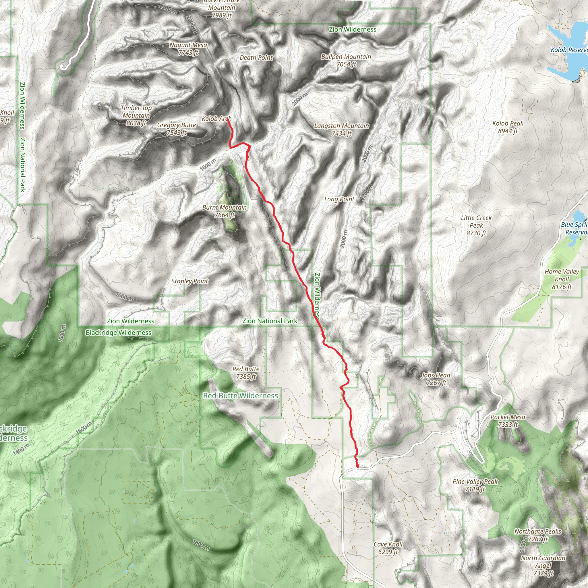 Hop Valley and Kolob Arch Trail mobile static map