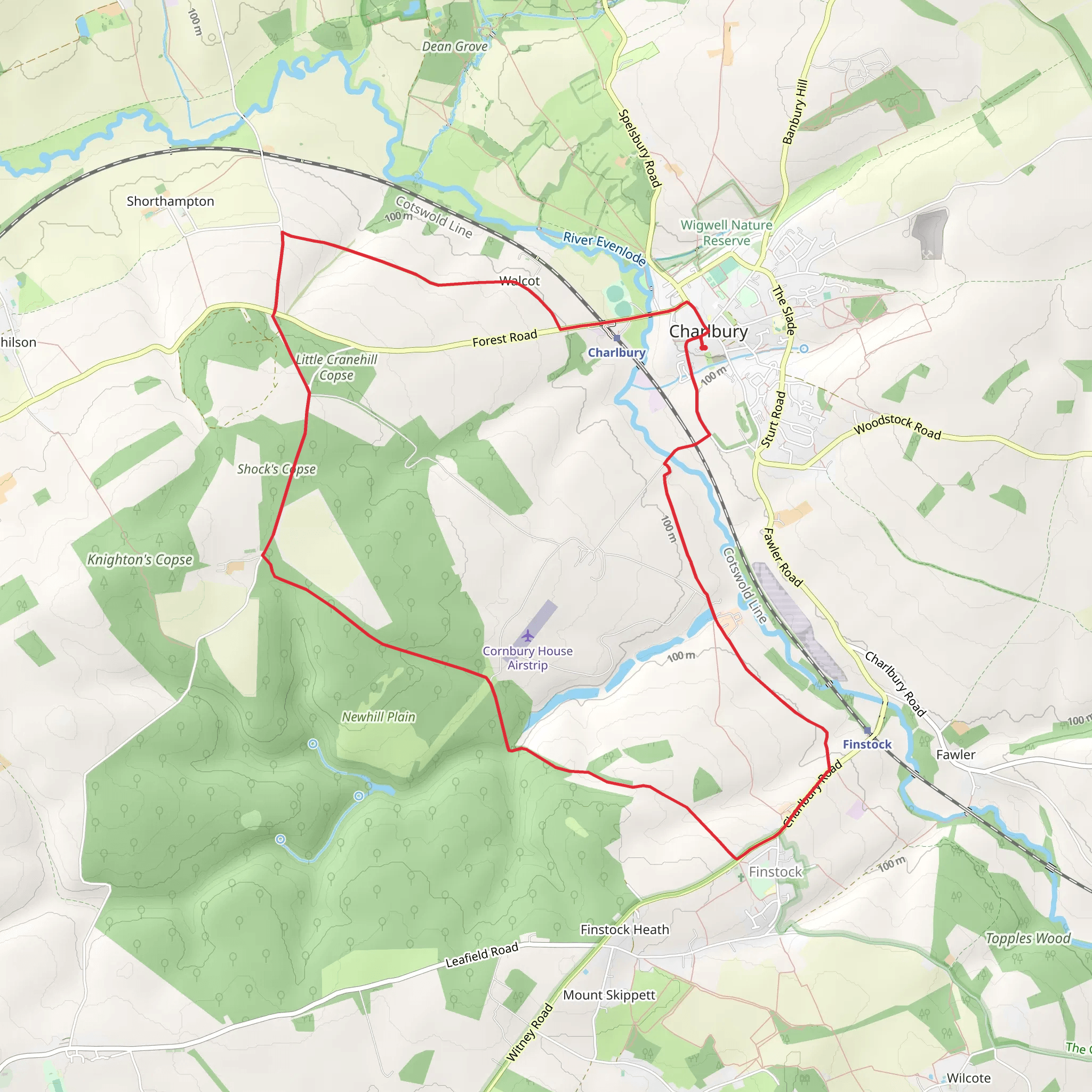 Little Cranehill Copse and Shock's Copse Loop mobile static map