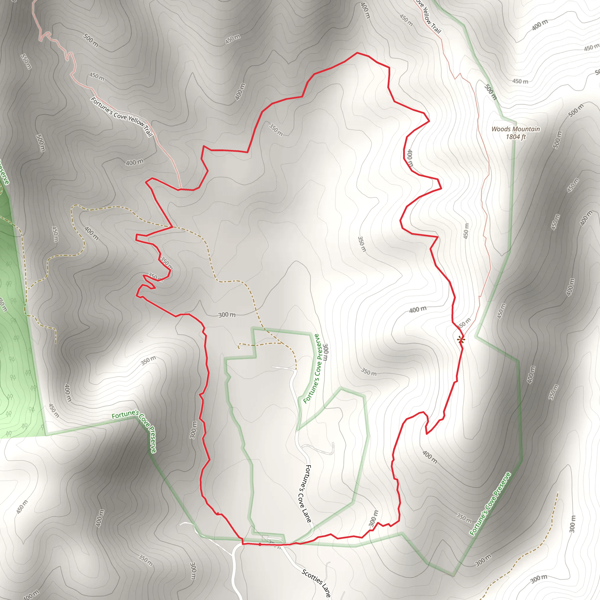 Fortune's Cove Yellow Loop Trail mobile static map