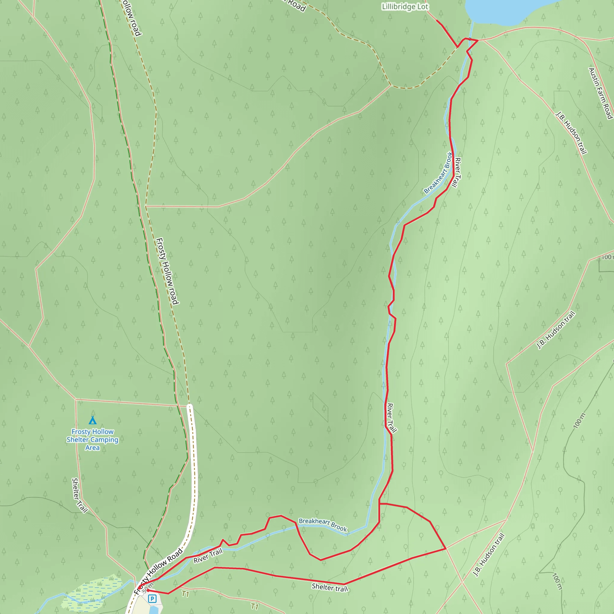 Breakheart Pond via River Trail mobile static map