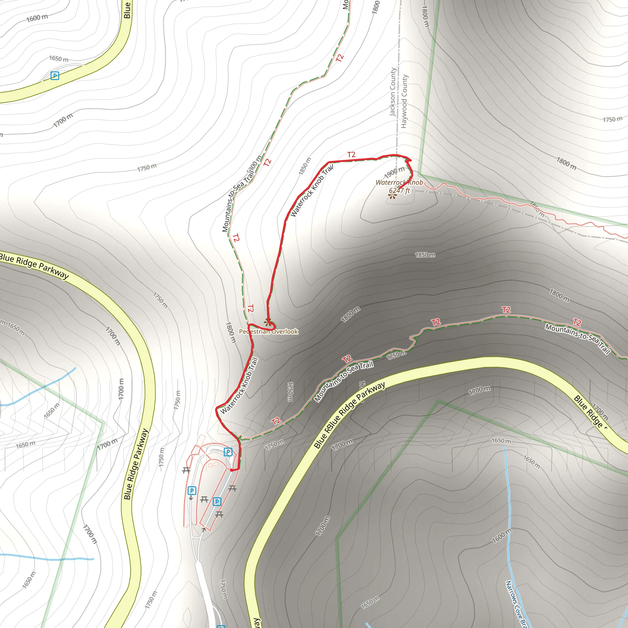 Waterrock Knob Trail mobile static map