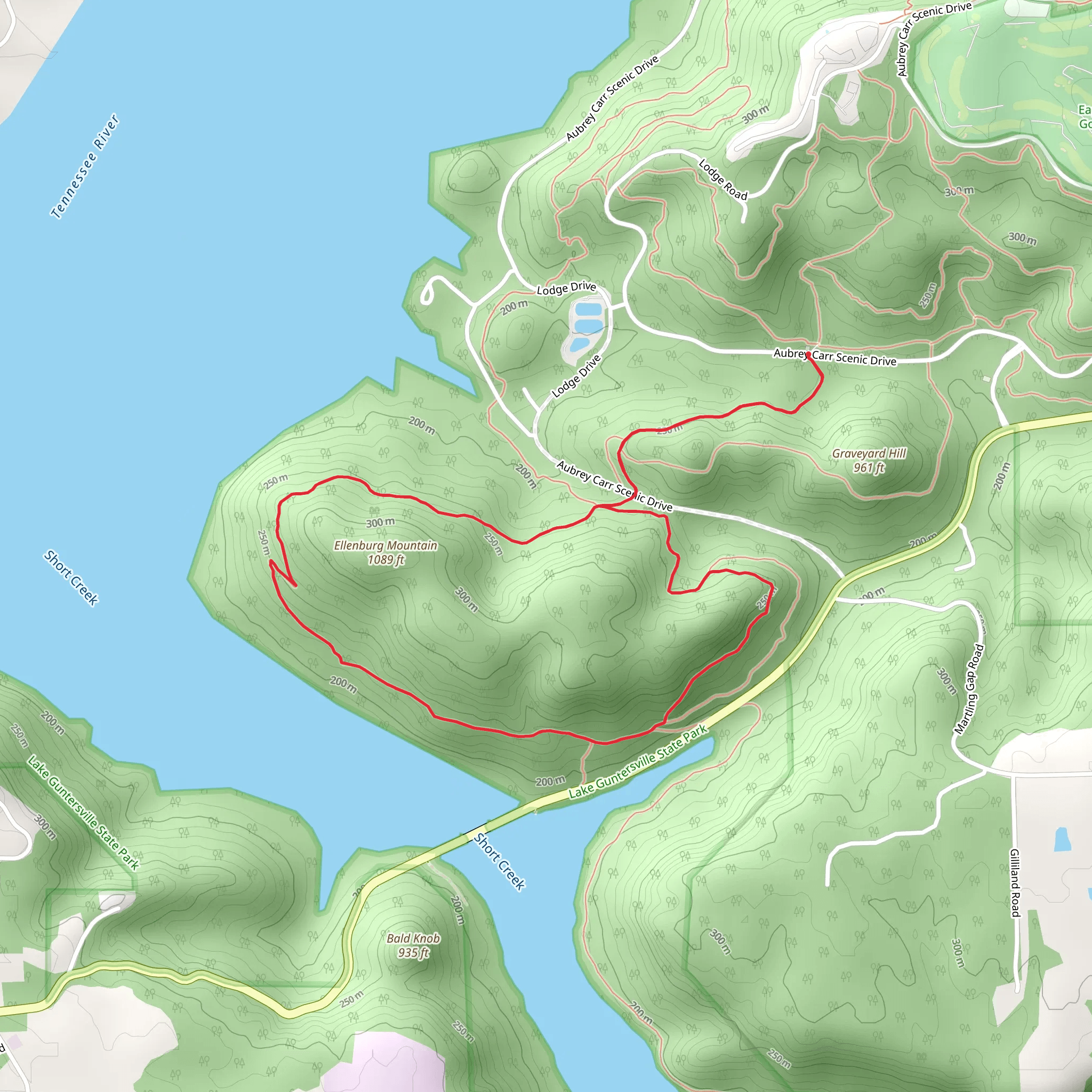 King's Chapel and Tom Bevil Loop Trail mobile static map