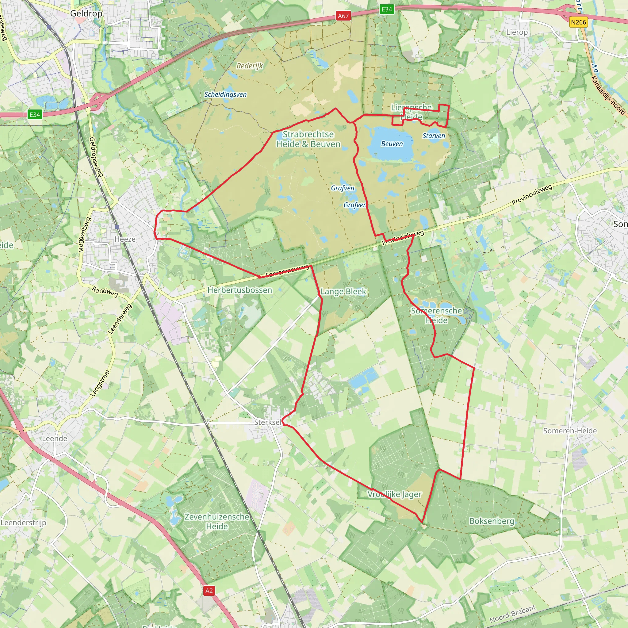 Lange Bleek, Landgoed De Pan and Strabrechtsche Heide Loop mobile static map