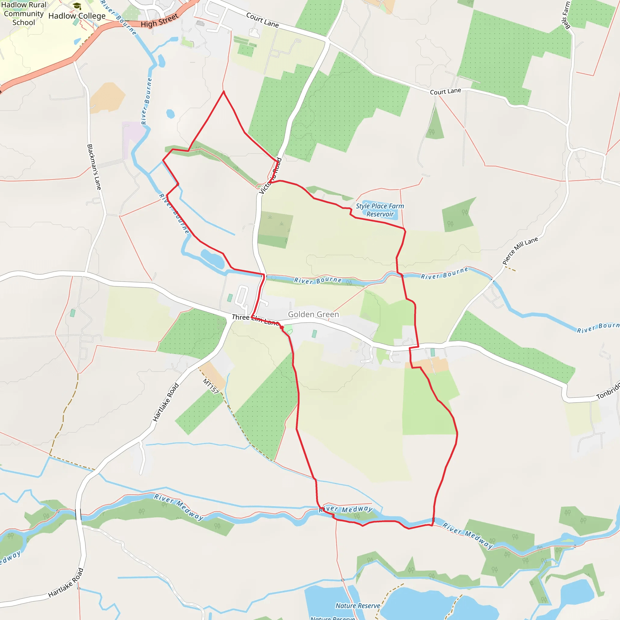 Style Place Farm Reservoir and River Medway mobile static map