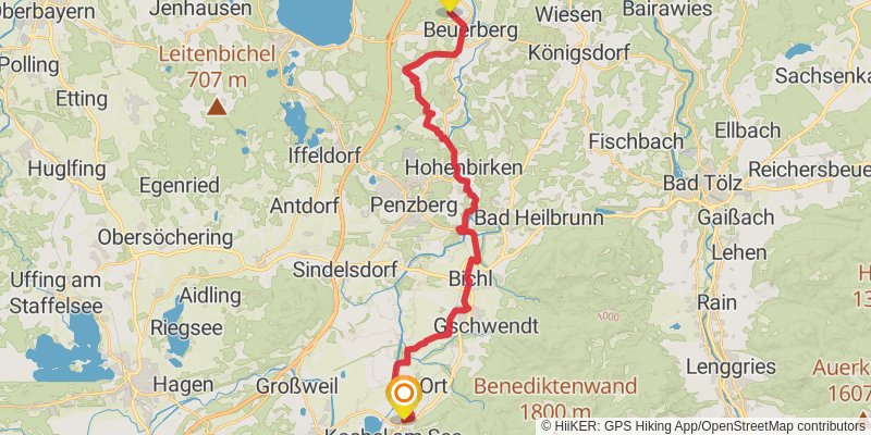 Jakobsweg Isar-Loisach-Leutascher Ache-Inn stage 2 Map