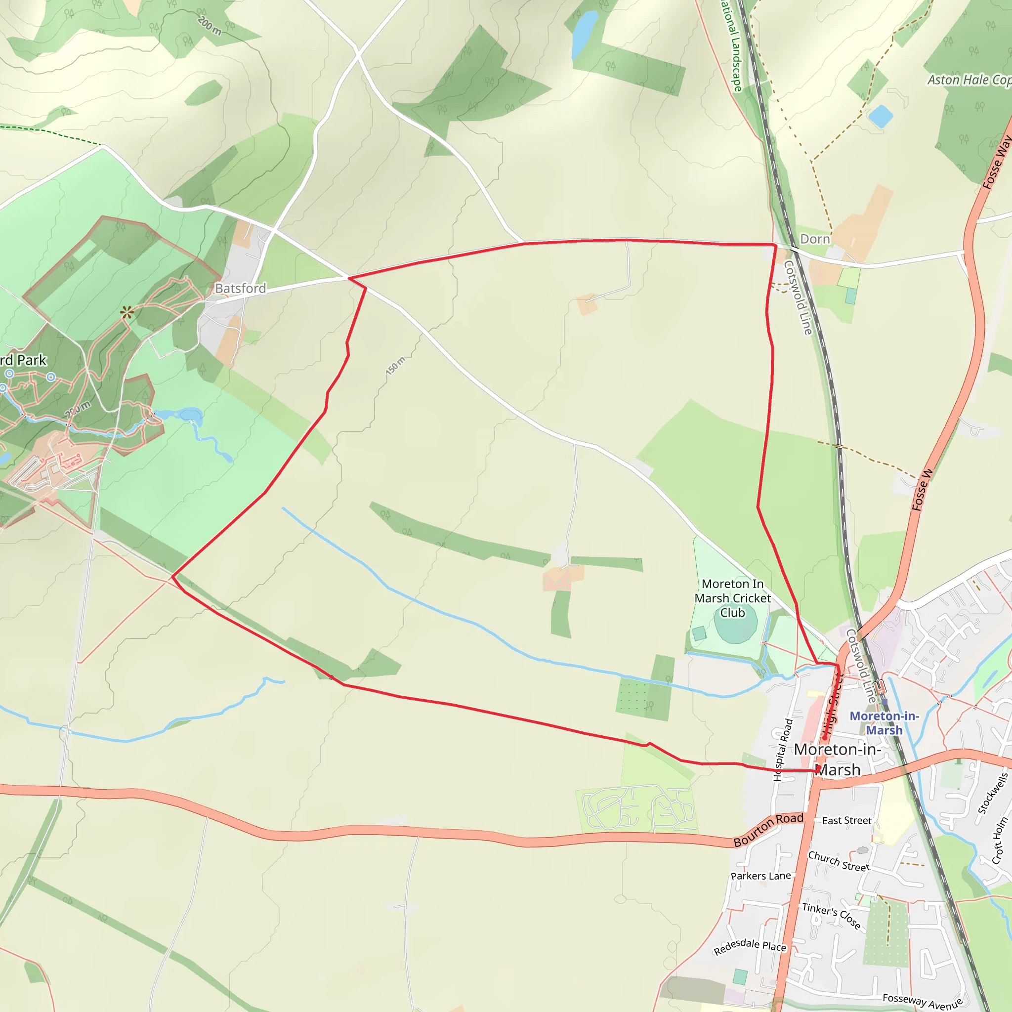 Moreton-in-Marsh and Batsford mobile static map