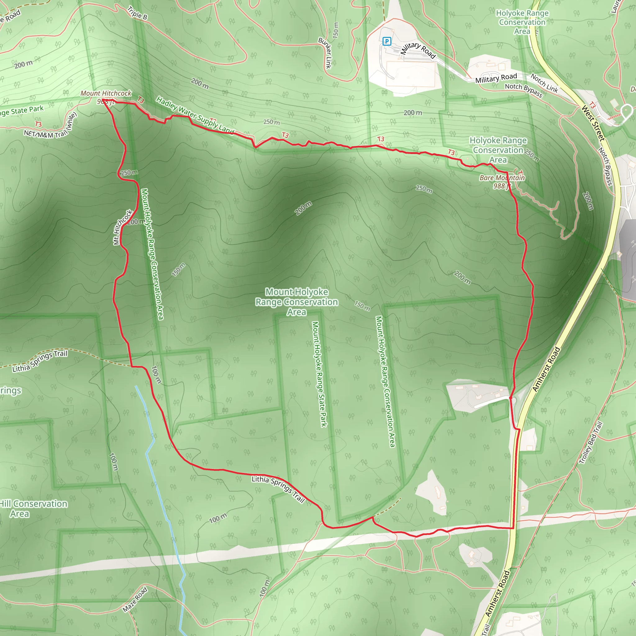 Hitchcock and Bare Mountain Loop mobile static map