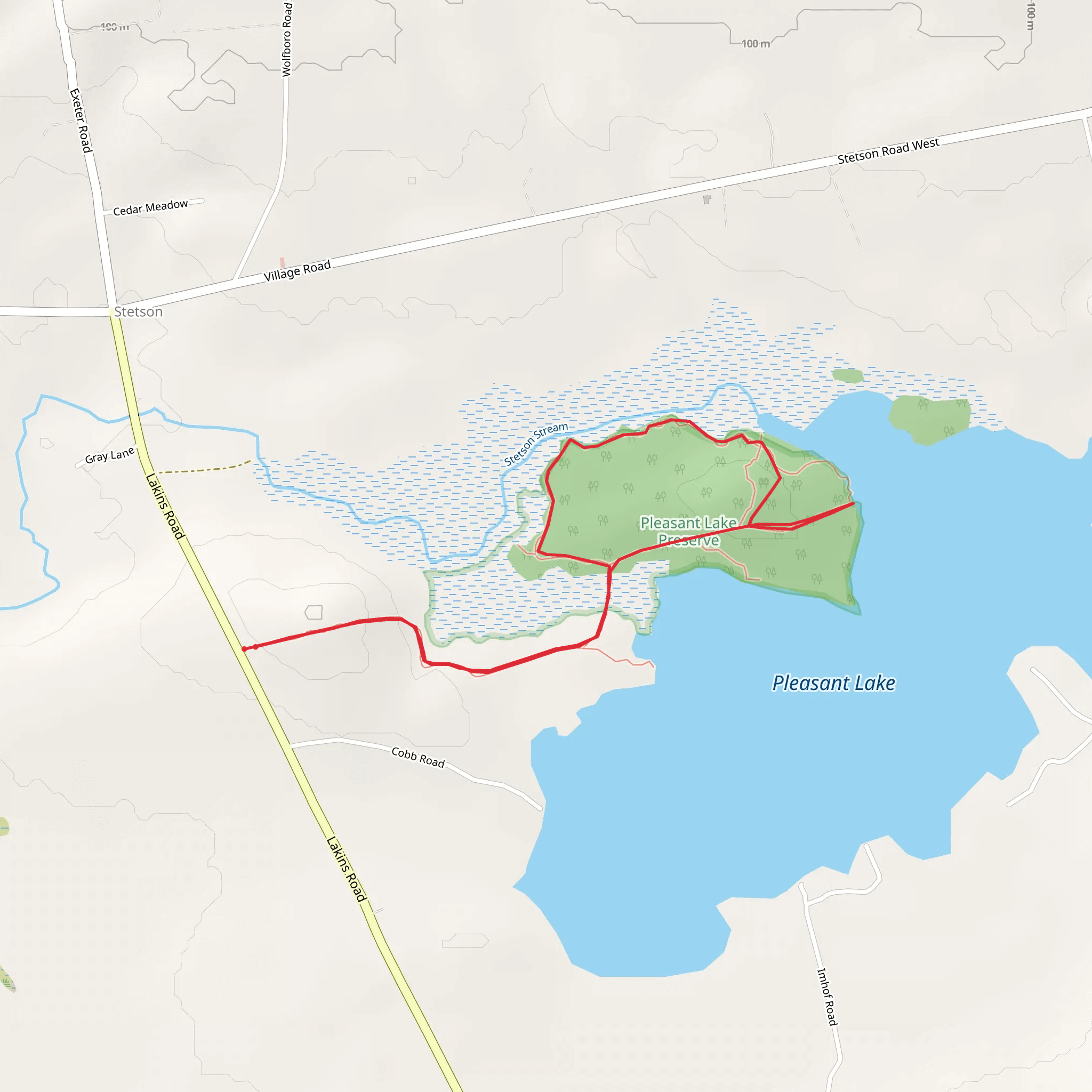 Stetson Stream Loop from Lakins Road mobile static map