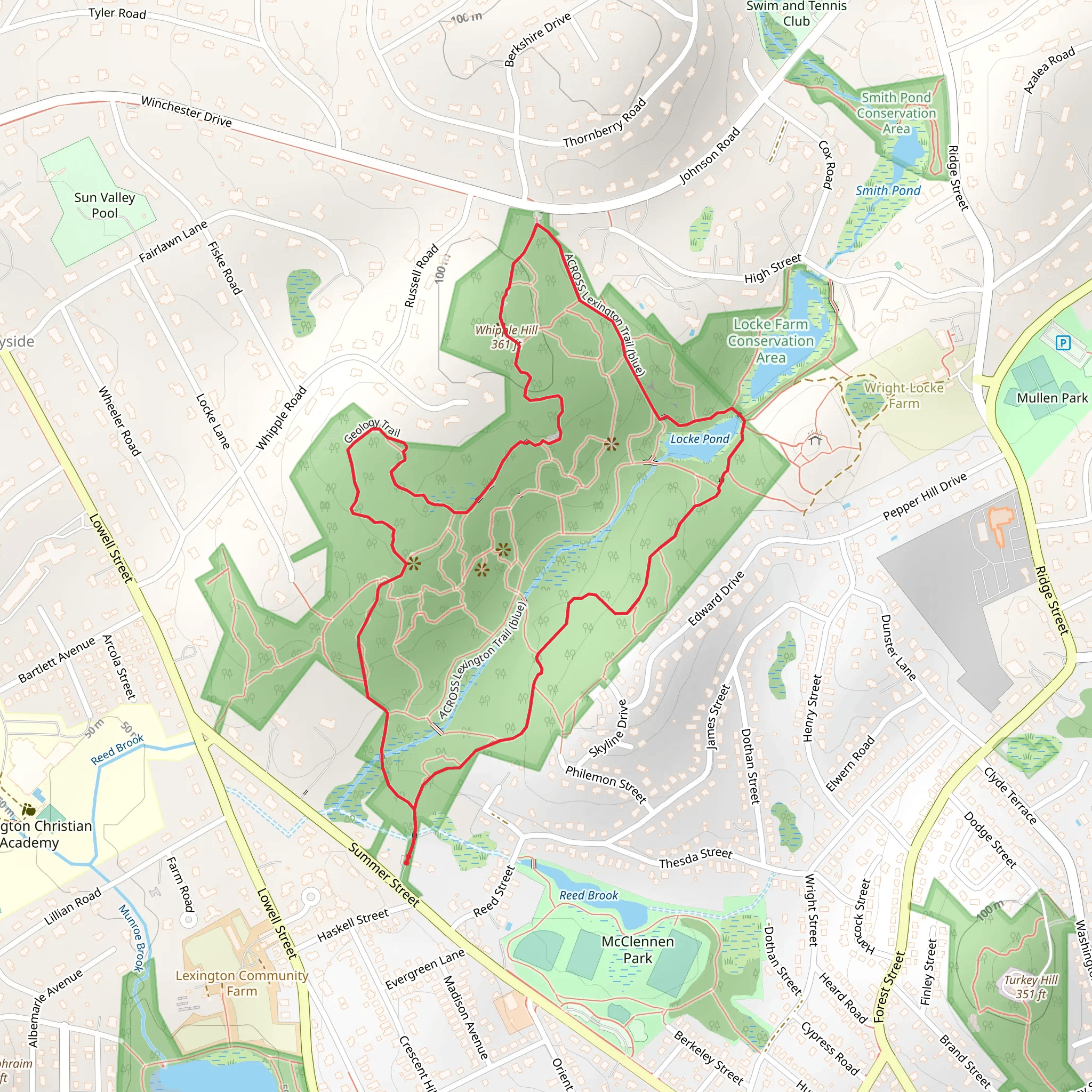 Whipple Hill Loop via Geology Trail mobile static map
