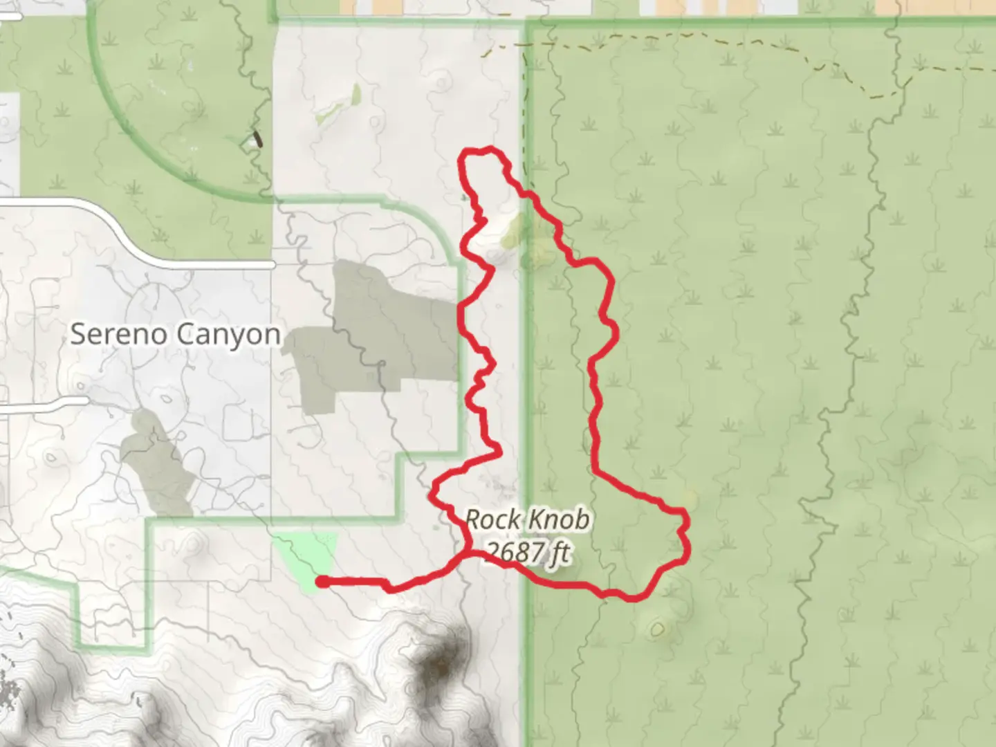 An image depicting the trail Gooseneck Trail, County Park Connector and Maricopa Trail and its surrounding area.