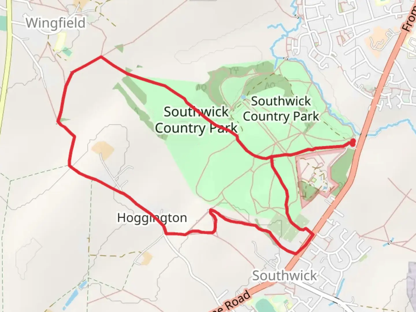 An image depicting the trail Southwick Country Park Loop and its surrounding area.