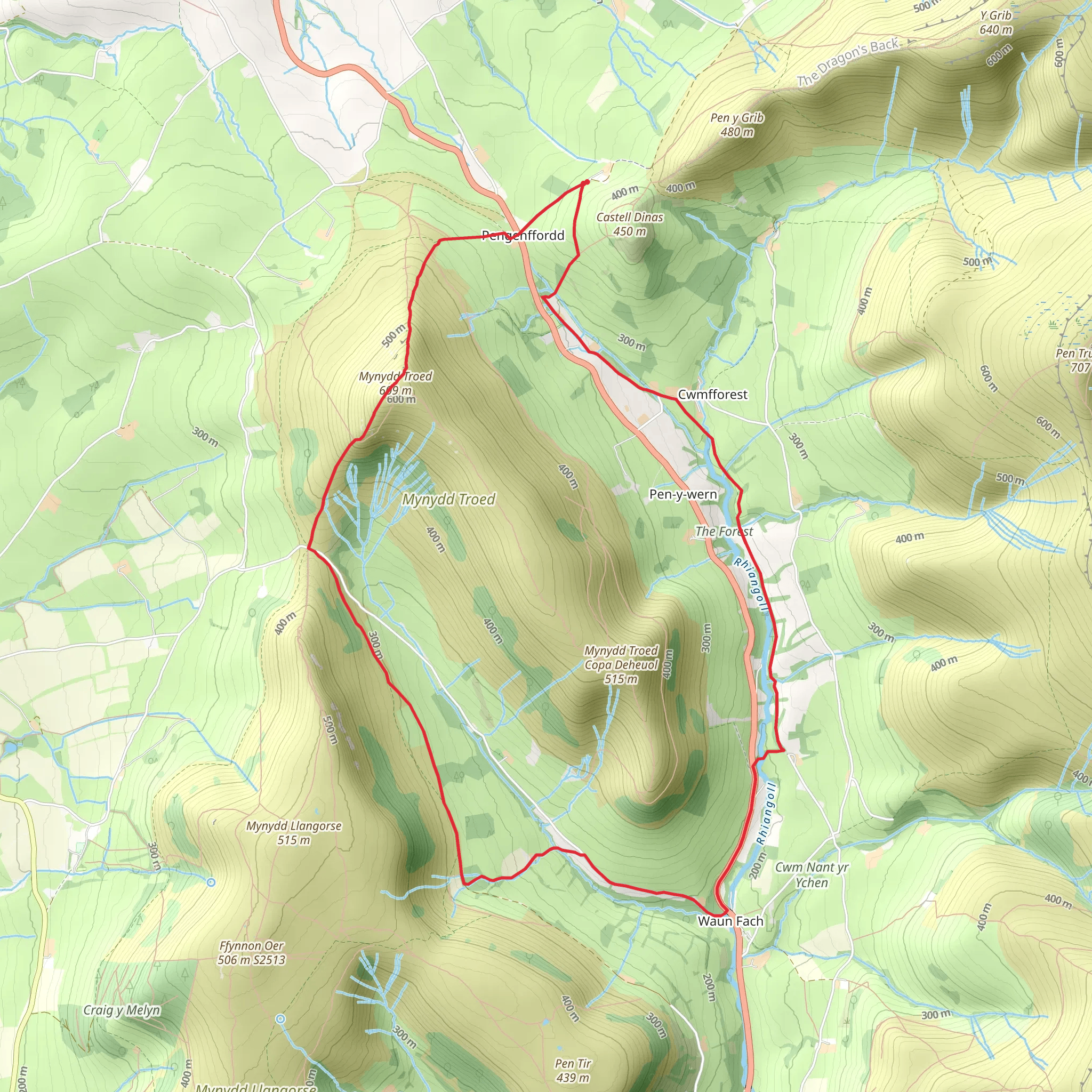 Mynydd Troed Loop mobile static map