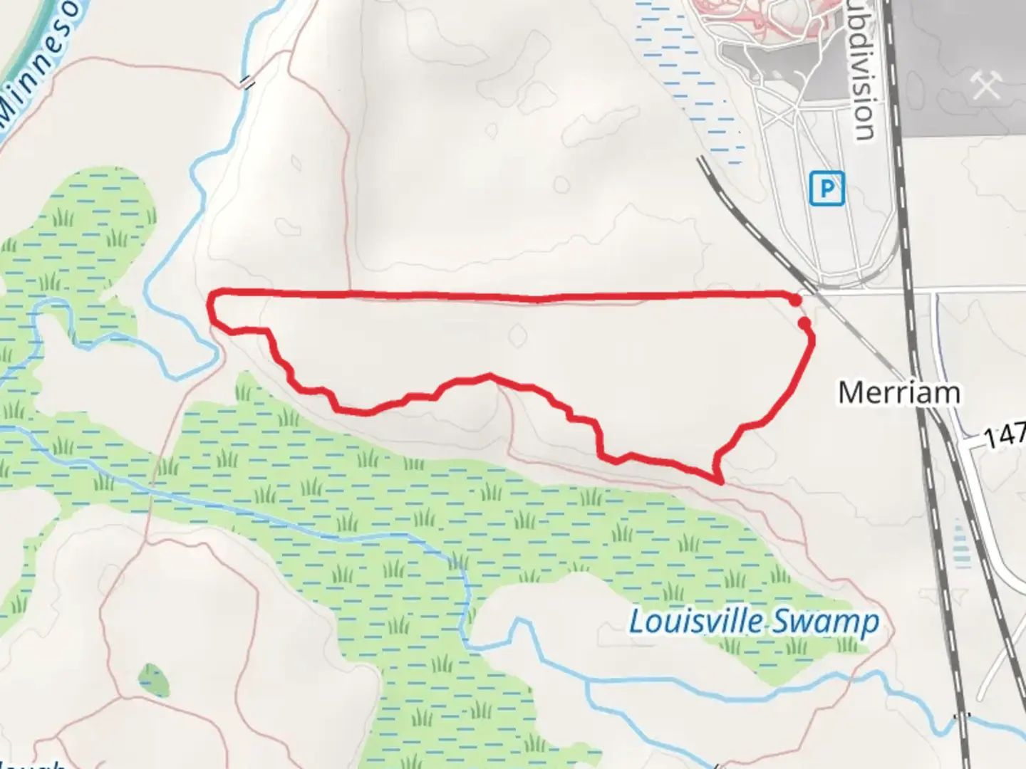 An image depicting the trail Mazomani Trail and State Trail Access Trail Loop and its surrounding area.