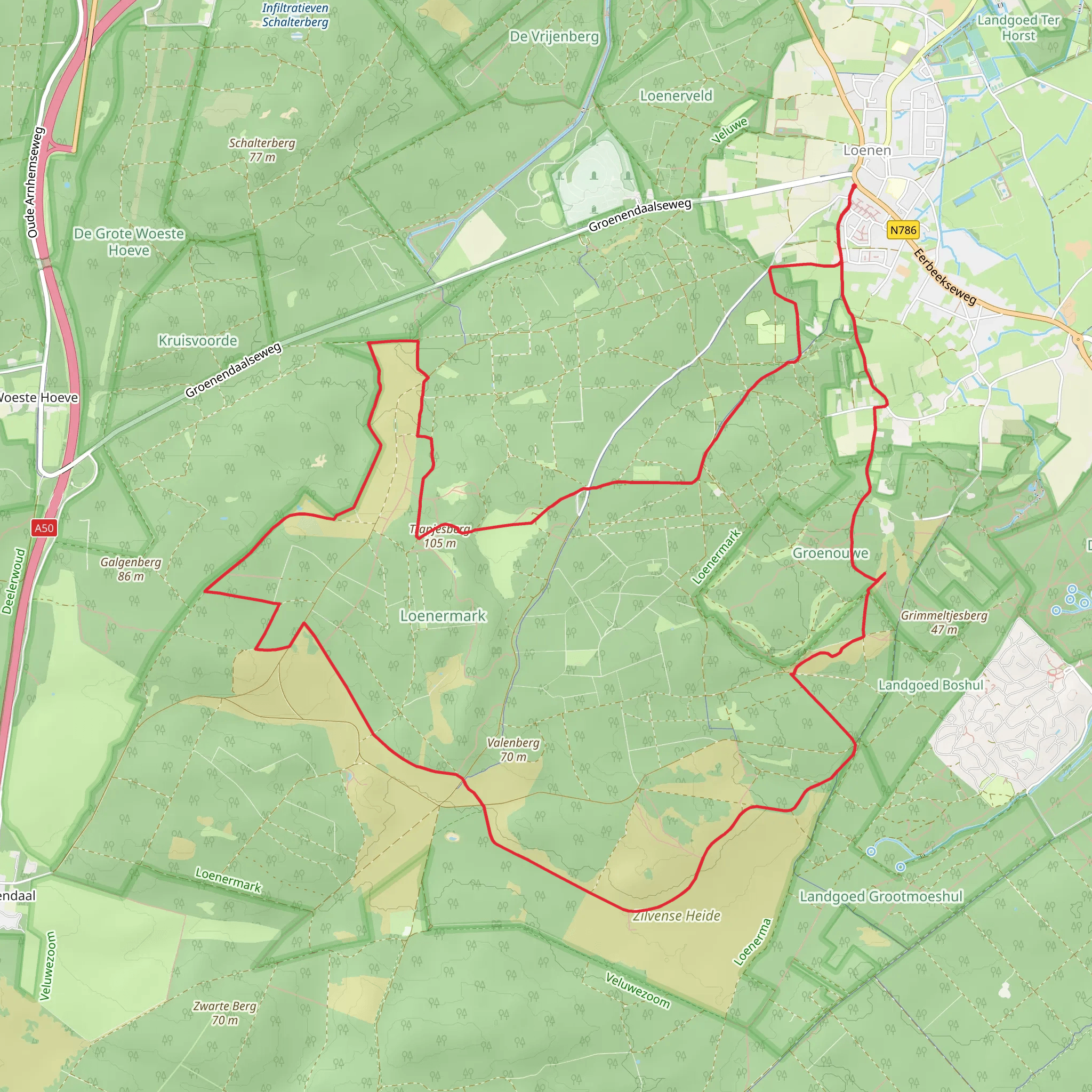 Galgenberg, Loenermark and Zilvense Heide Loop mobile static map