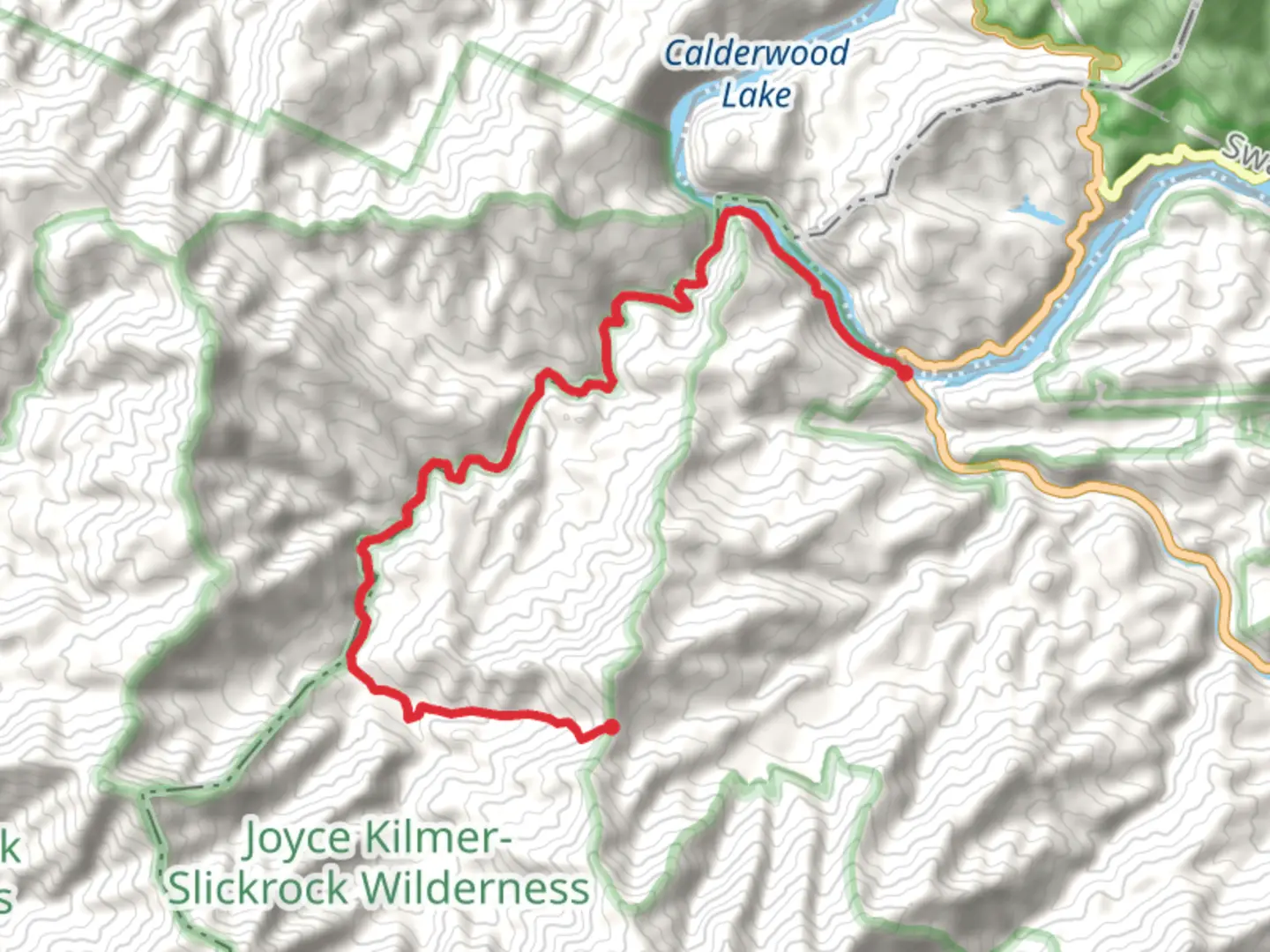 An image depicting the trail Big Fat Branch and Slickrock Creek Trail and its surrounding area.