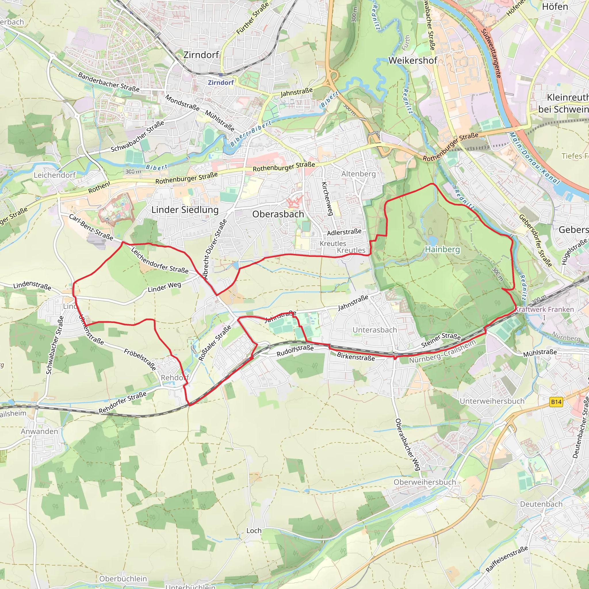 Rednitz via Oberasbacher Rundweg mobile static map