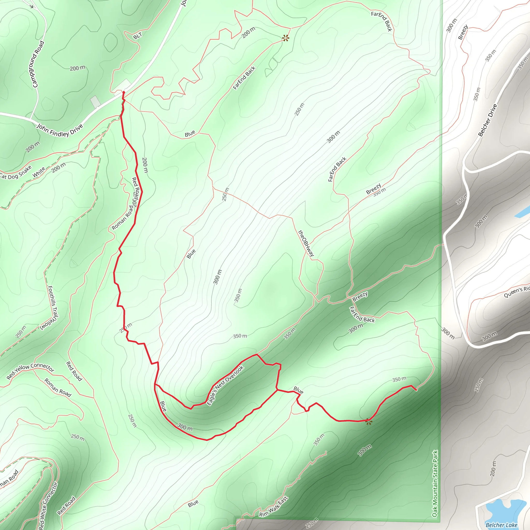 Eagle's Nest Overlook and King's Chair Overlook via Red Road mobile static map