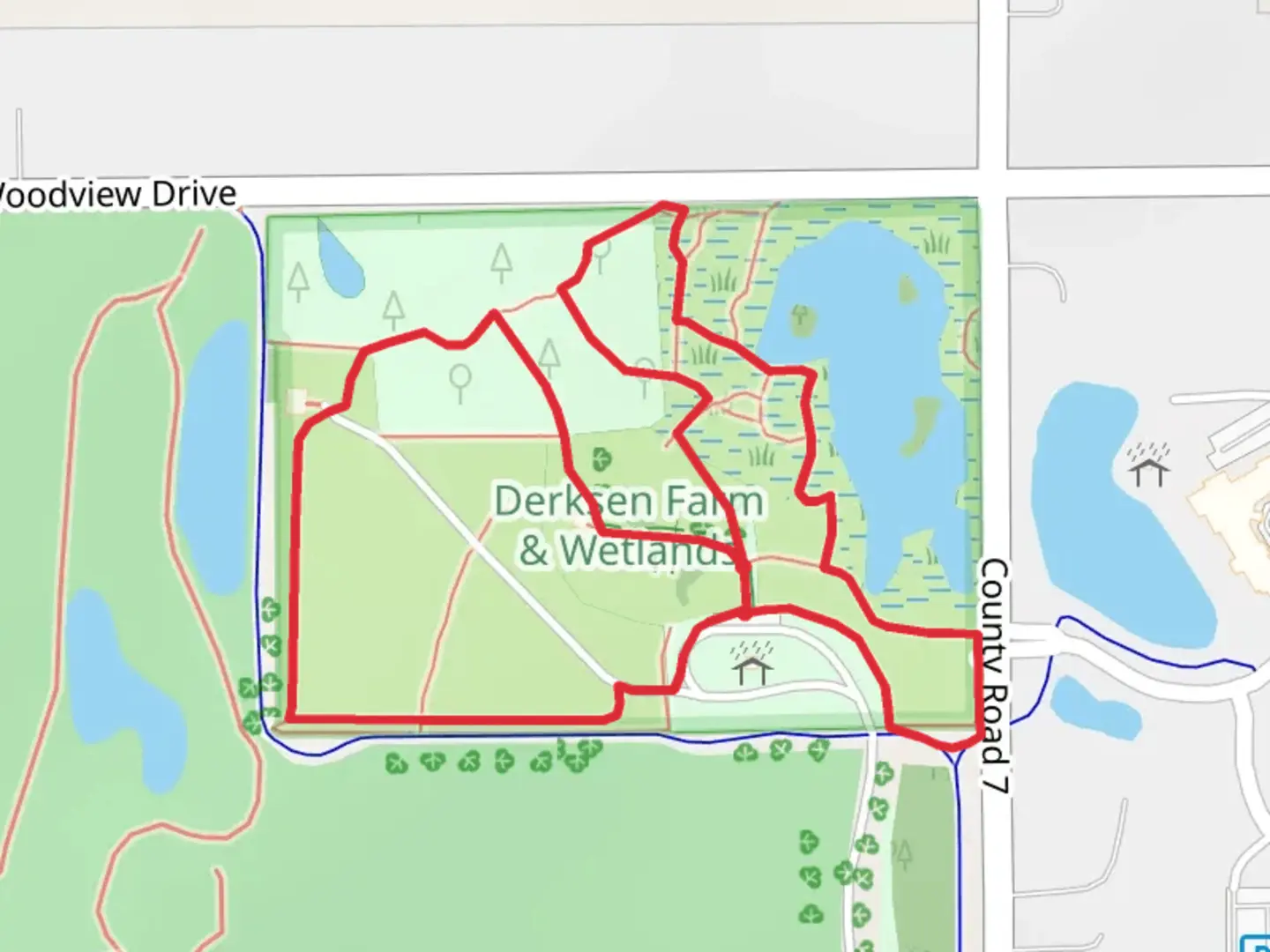 An image depicting the trail Woodview DR Loop and its surrounding area.