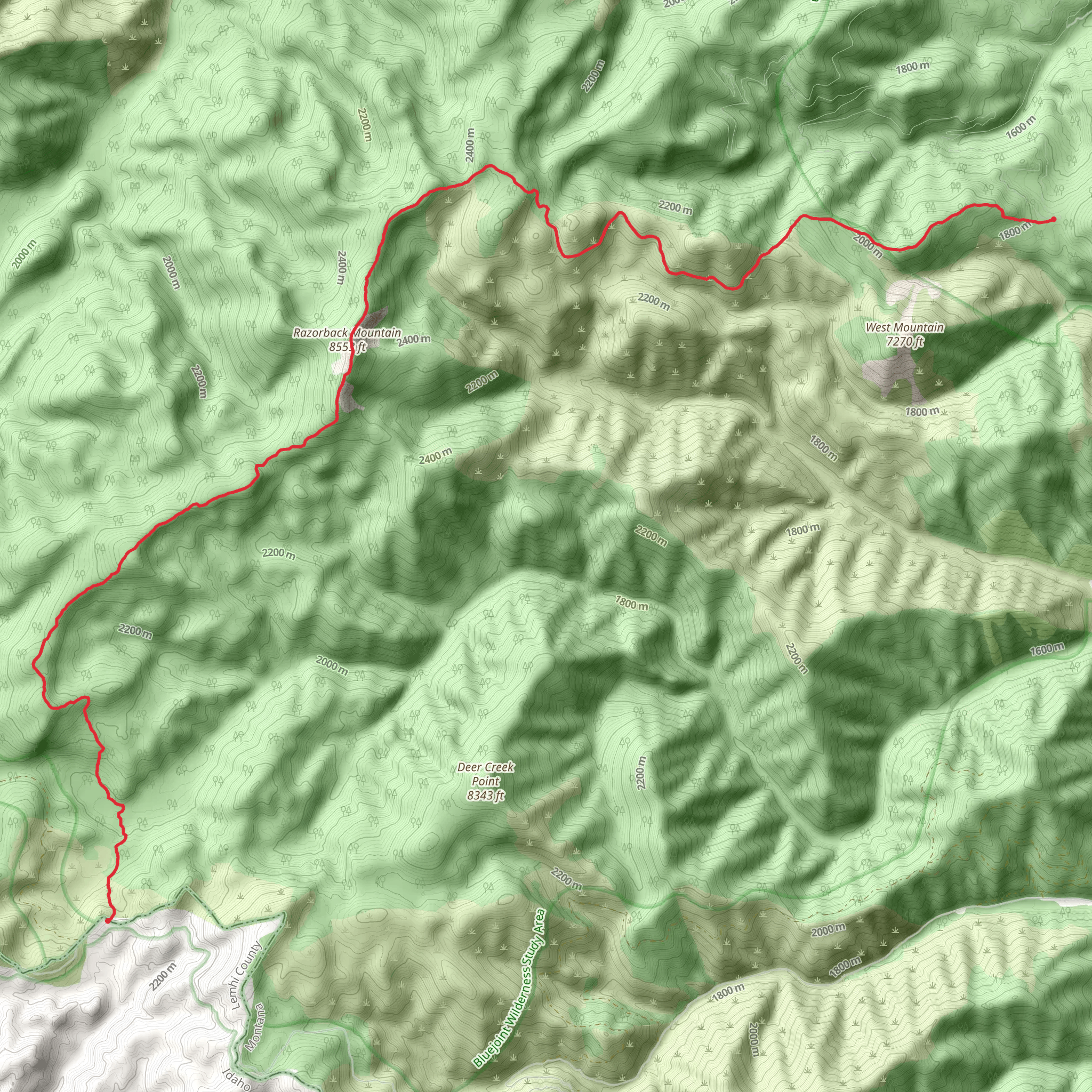 Razorback Ridge Trail mobile static map