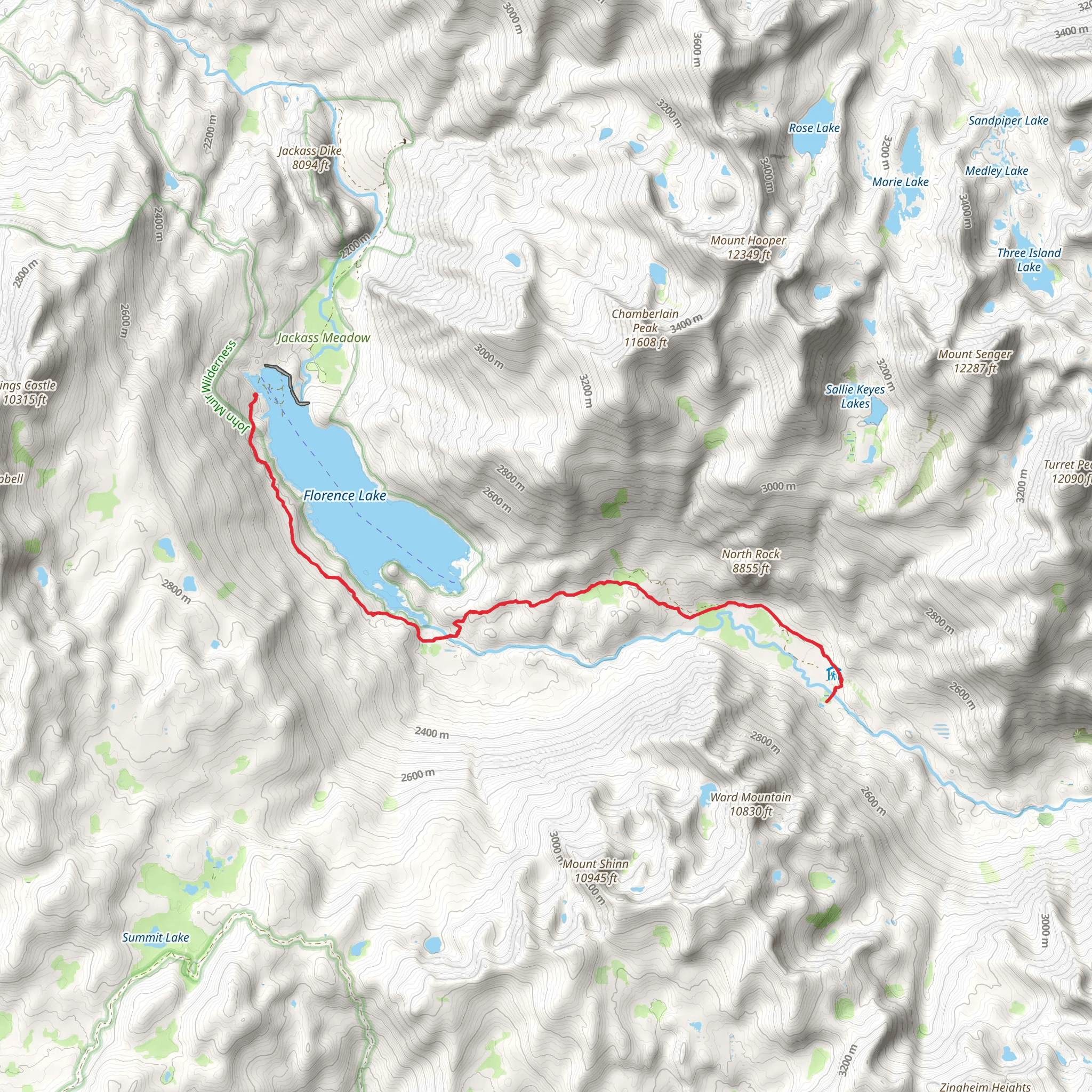 Mermaid Lake via Florence Lake Trail mobile static map