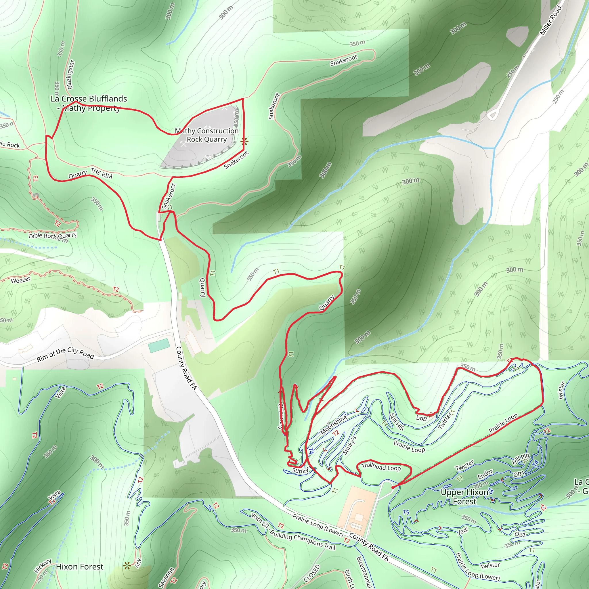 The Rim, La Cross and Quarry Loop mobile static map