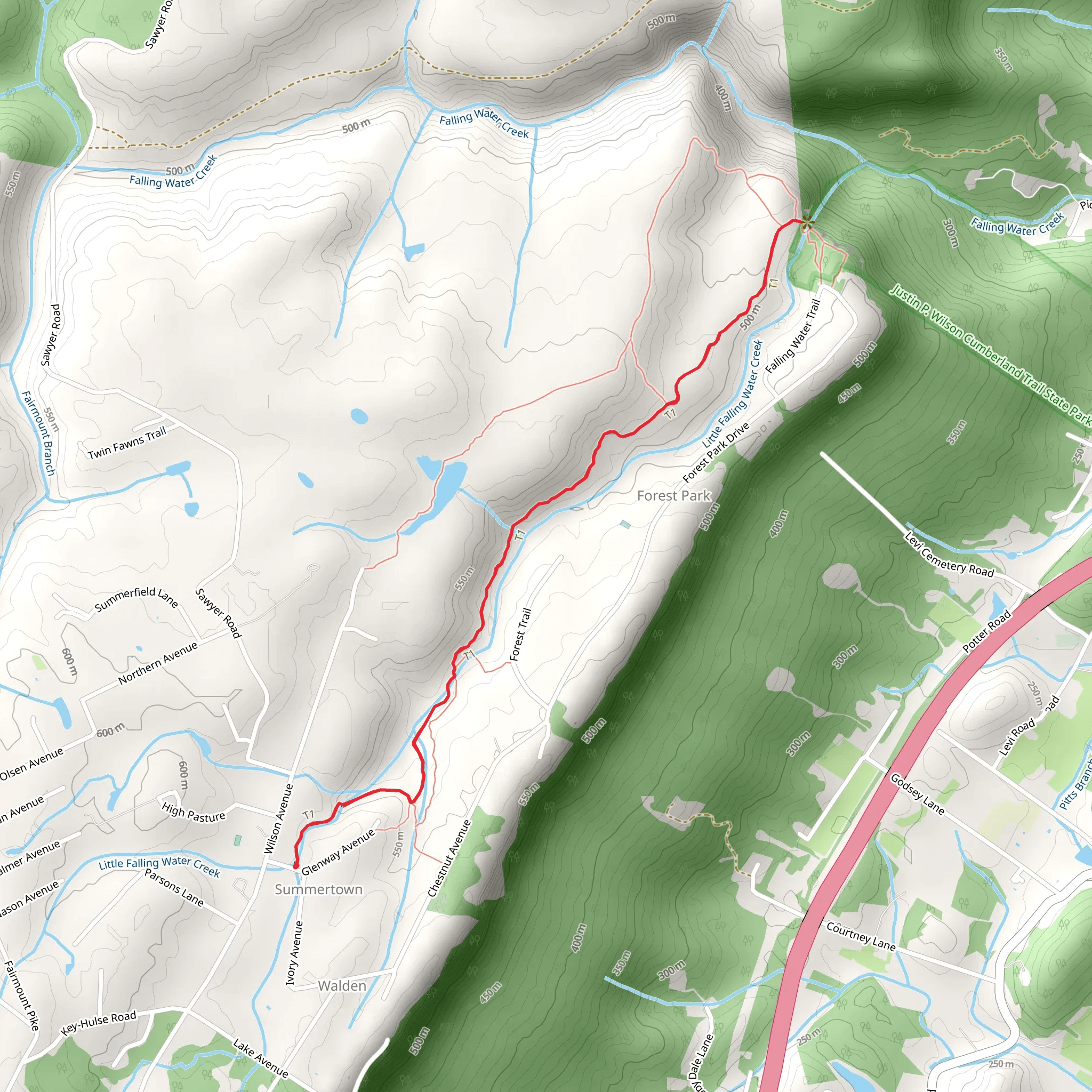 Little Falling Water Creek and Mabbit Springs - Falling Water Connector mobile static map