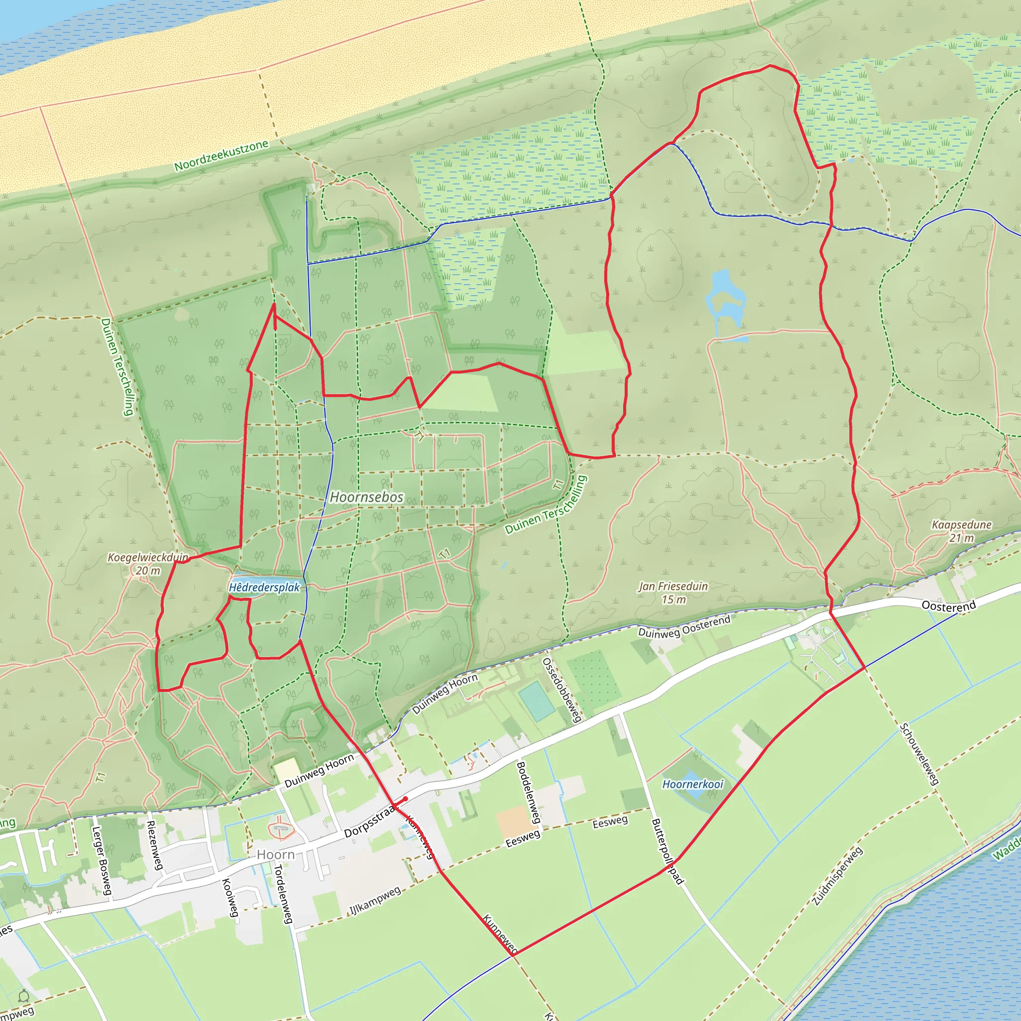 Hedredersplak, Hoornsebos and Douwkesplak Loop mobile static map
