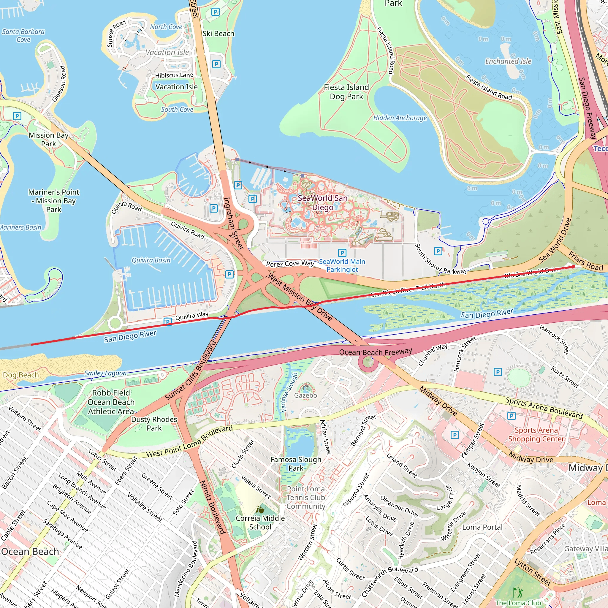 San Diego River Trail North mobile static map