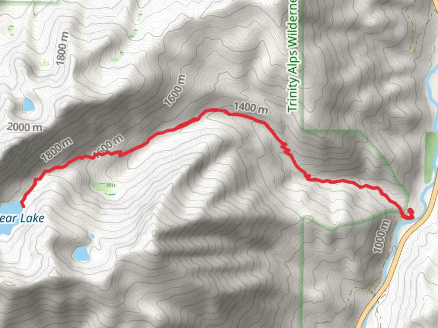 An image depicting the trail Big Bear Lake via Bear Lakes Trail Out and Back and its surrounding area.