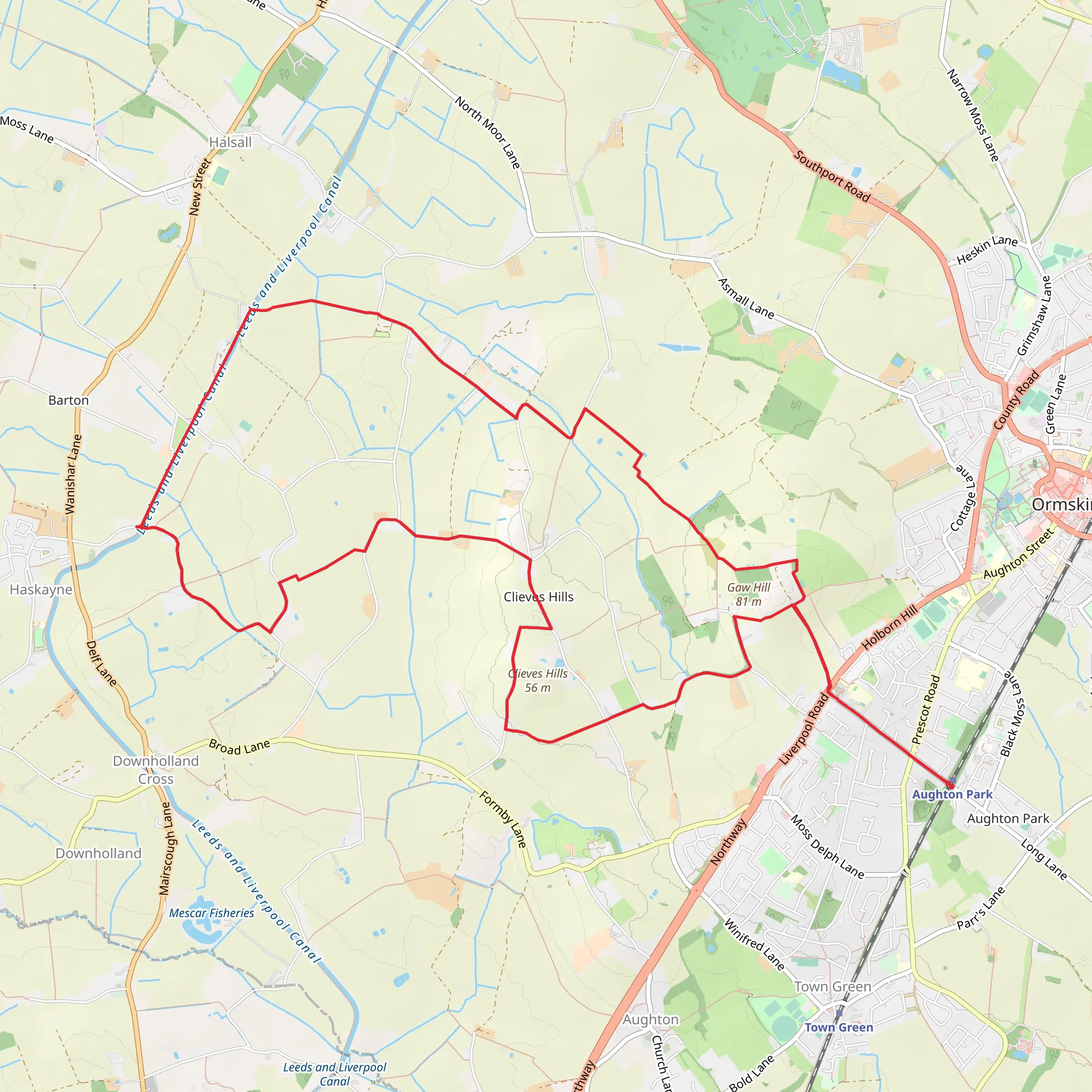 Gaw Hill and Clieves Hills Loop mobile static map