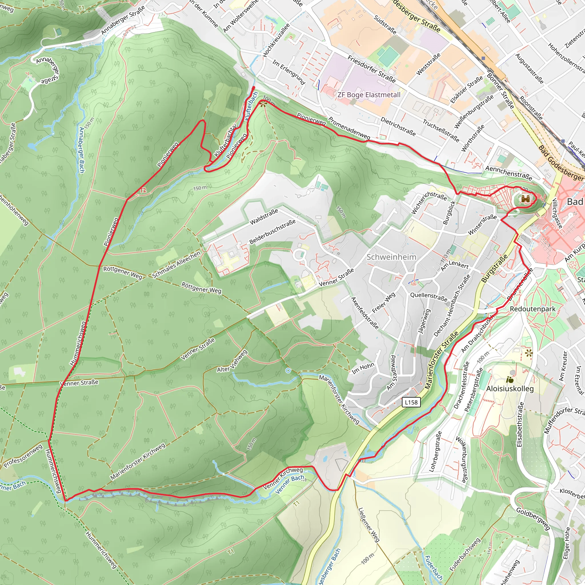 Schweinheim, Gut Marienforst and Godesburg Loop mobile static map