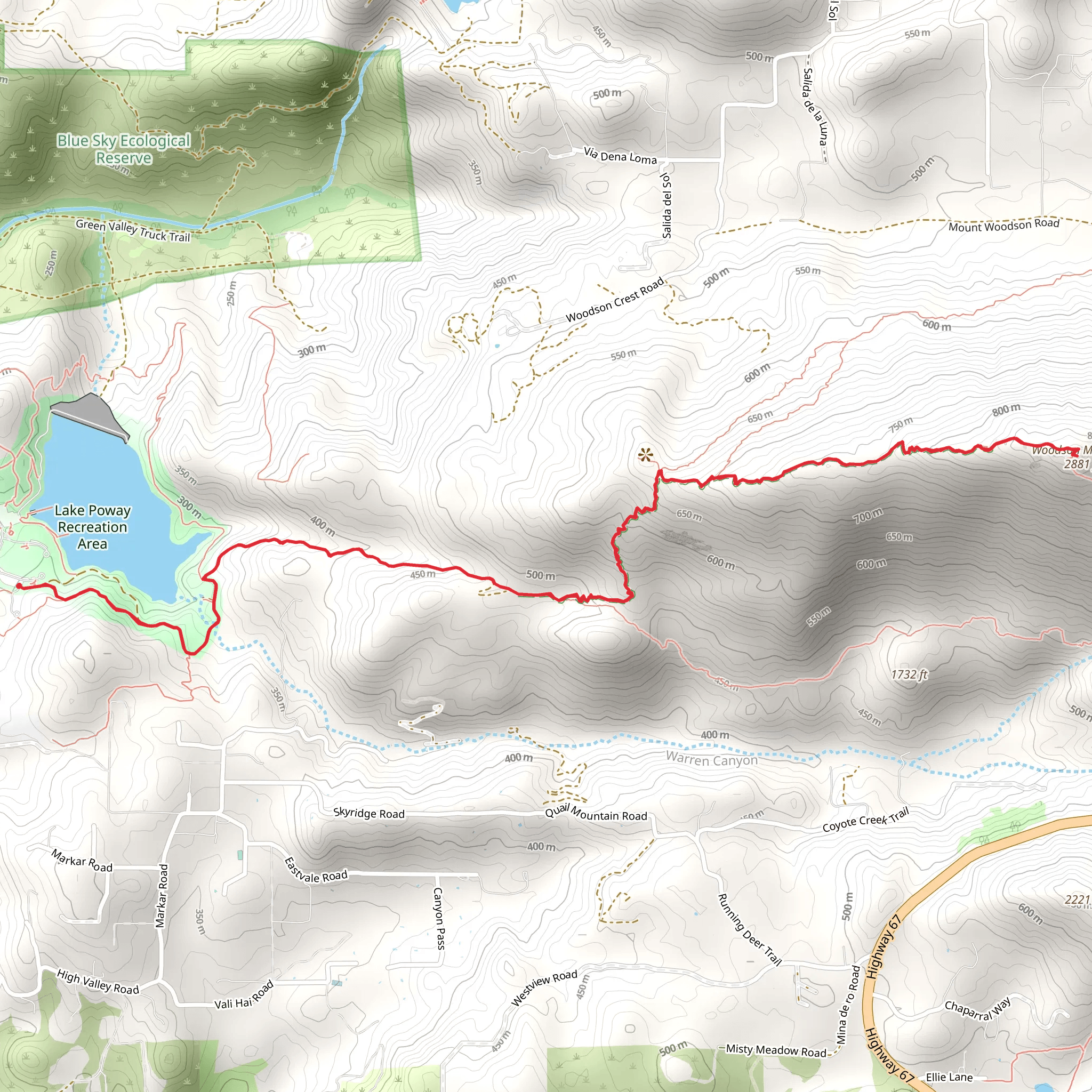 Mount Woodson Trail mobile static map