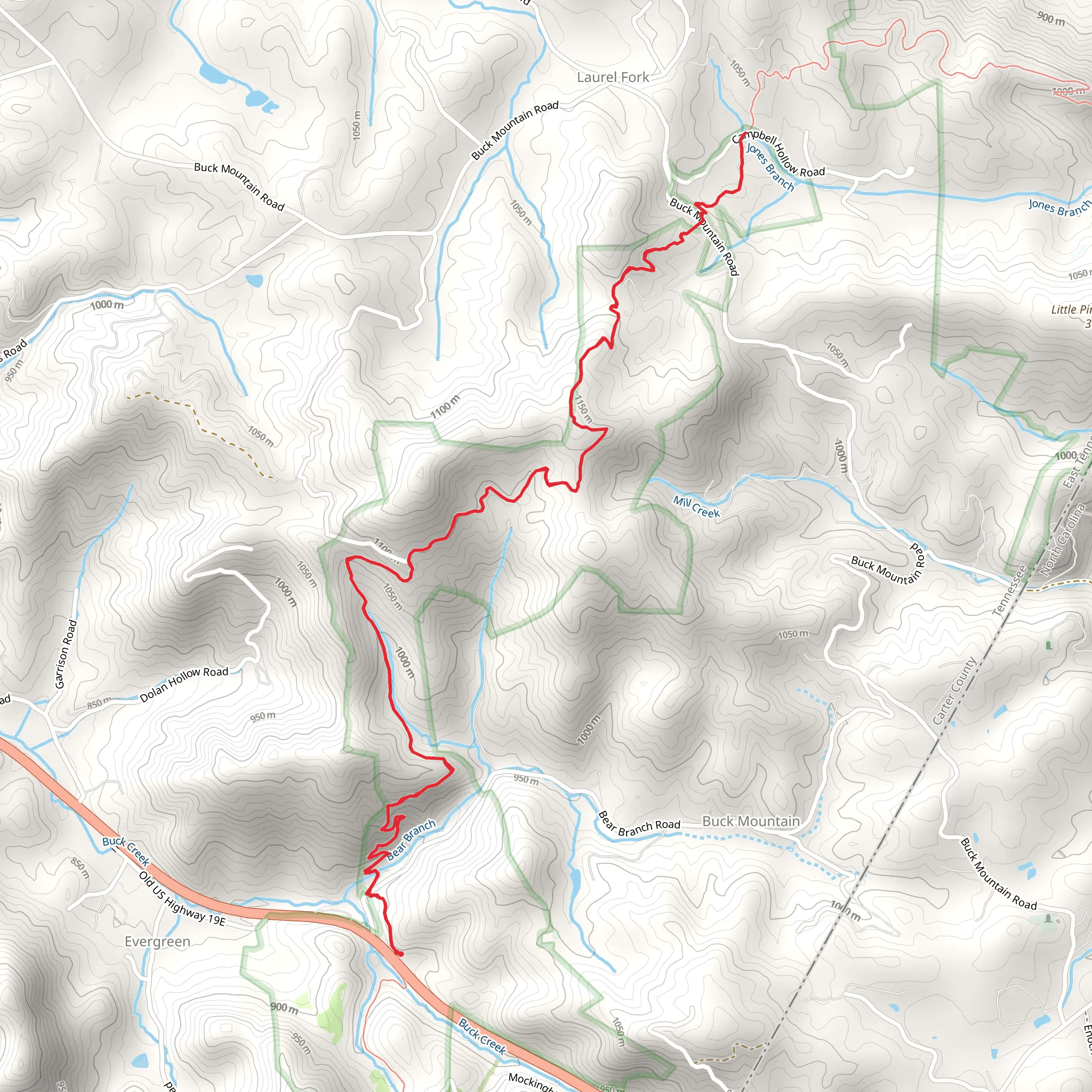 Bear Branch via Appalachian Trail mobile static map