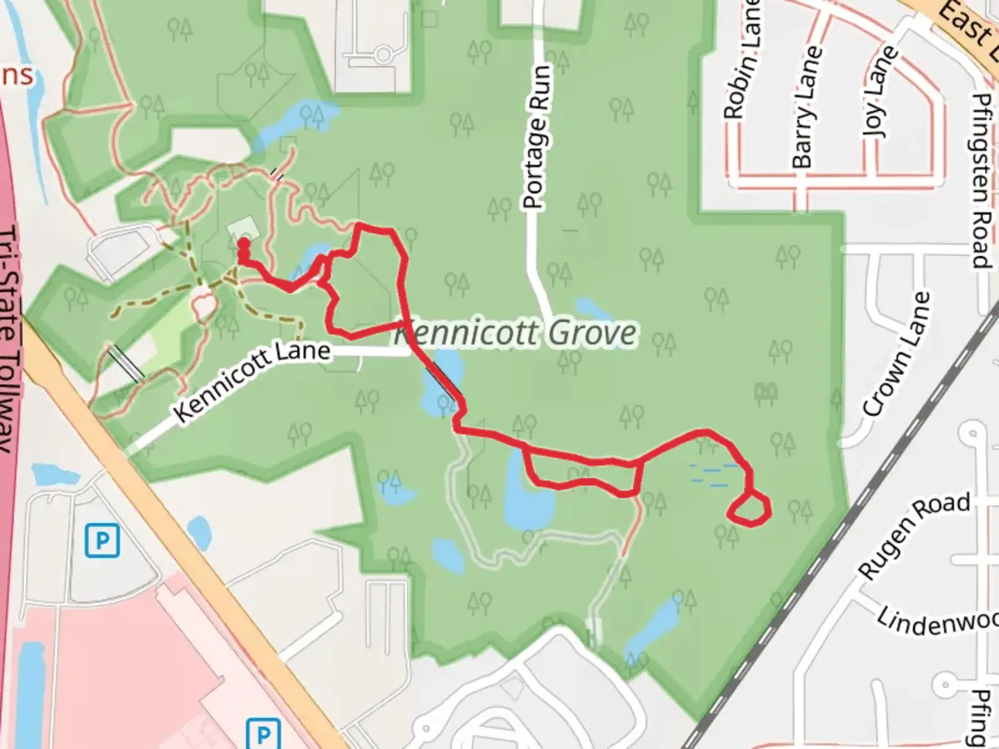 An image depicting the trail Kennicott Grove Out and Back and its surrounding area.