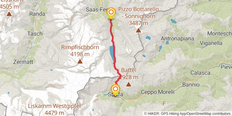 Tour Monte Rosa stage 6 Map